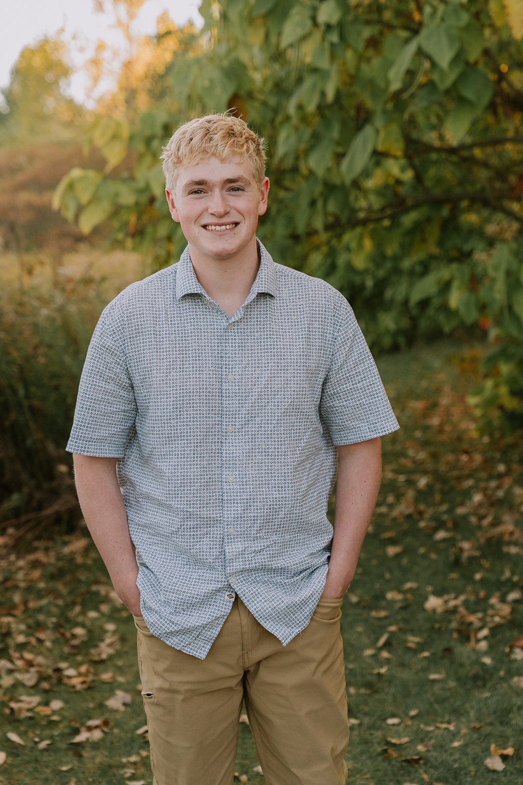 Teen Boy Portrait in Autumn Meadow | Mishawaka Indiana Photographer