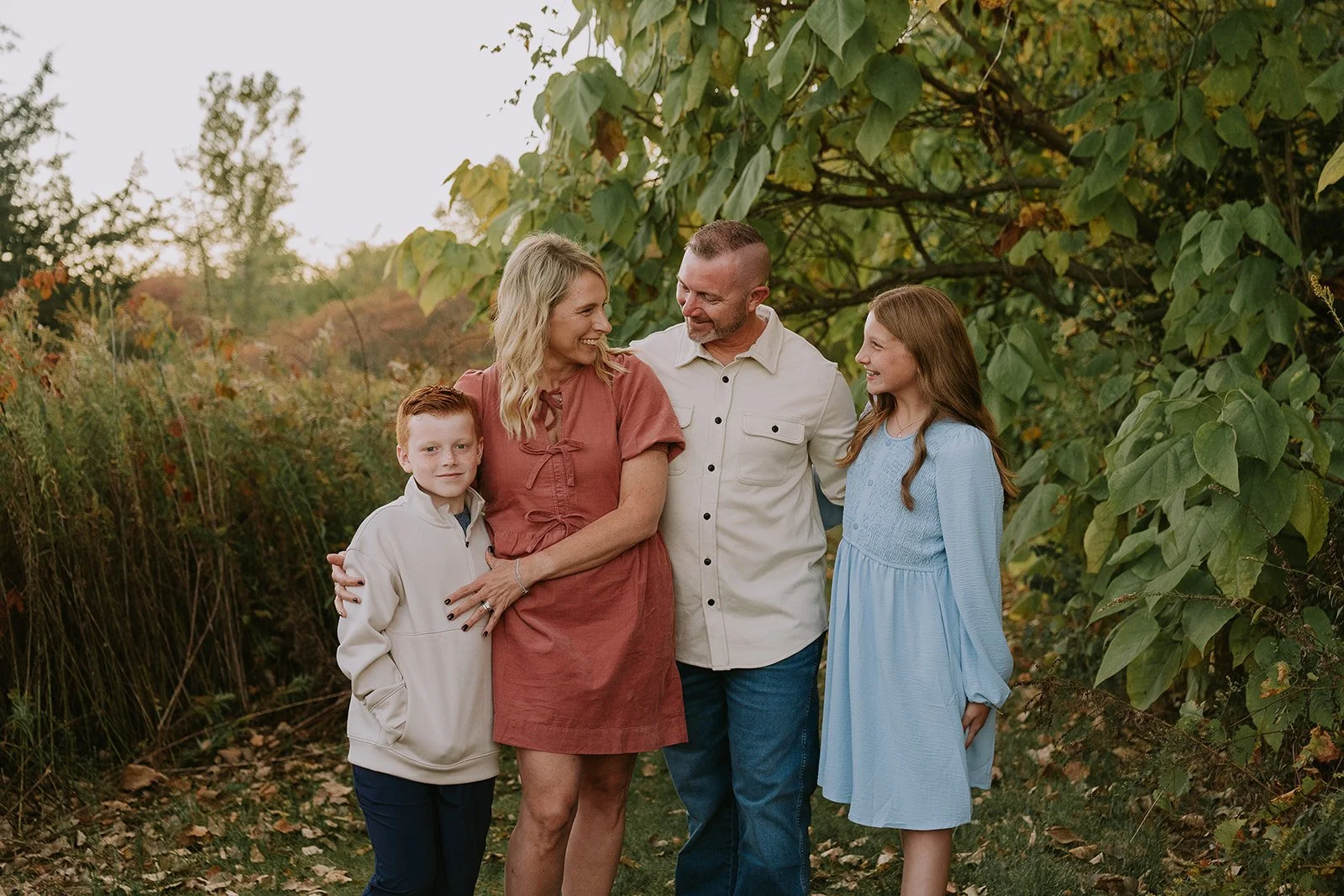 Family of Four in Autumn Meadow | Meadows Edge Minis Mishawaka