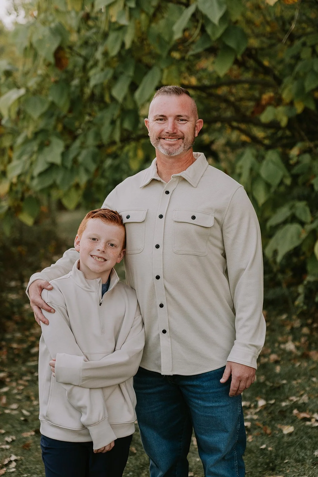 Father–Son Portrait in Autumn Meadow | Family Mini Sessions Indiana