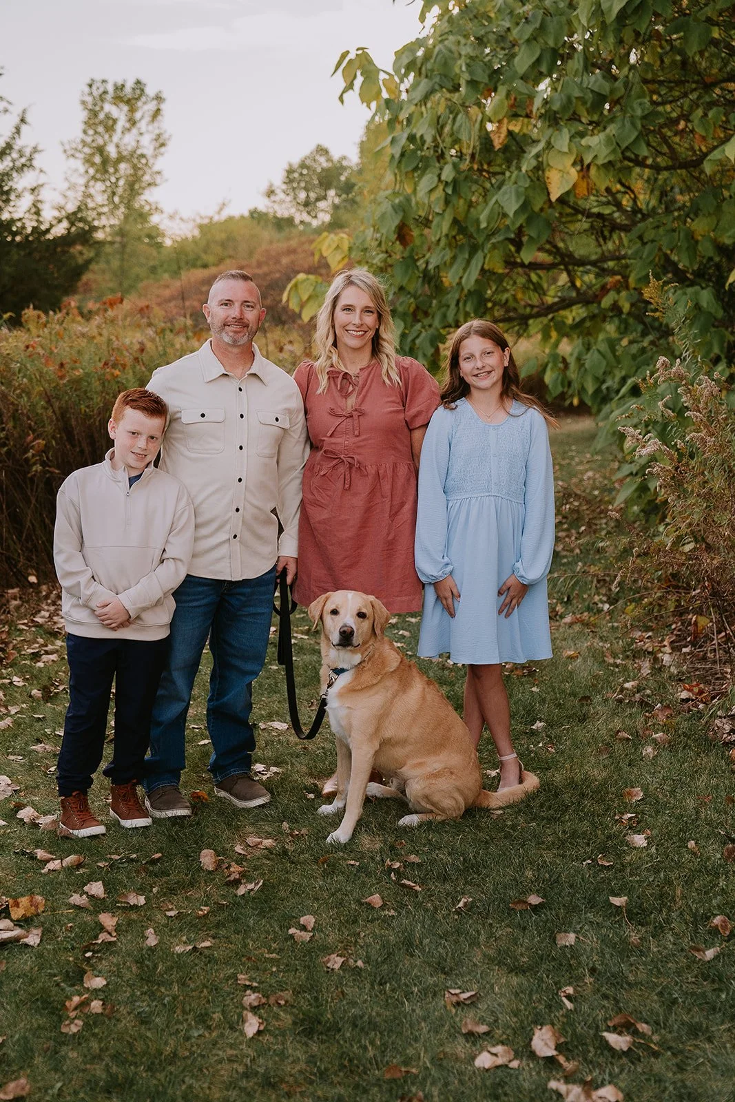 Family and Dog Portrait in Autumn Meadow | Meadows Edge Minis