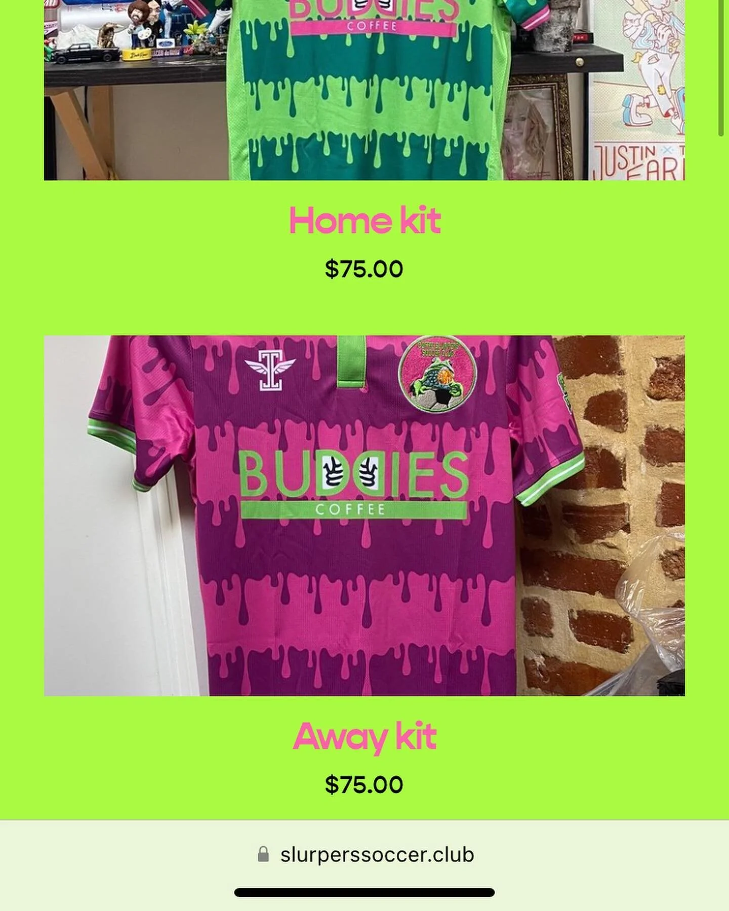 THE SLURPER SHOP IS OFFICIALLY UP AND RUNNING

HOME AND AWAY JERSEYS FOR $75

COP ONE NOW BEFORE SANTA SLURPS THEM ALL UP 🎅🐸

LINK IN BIO
