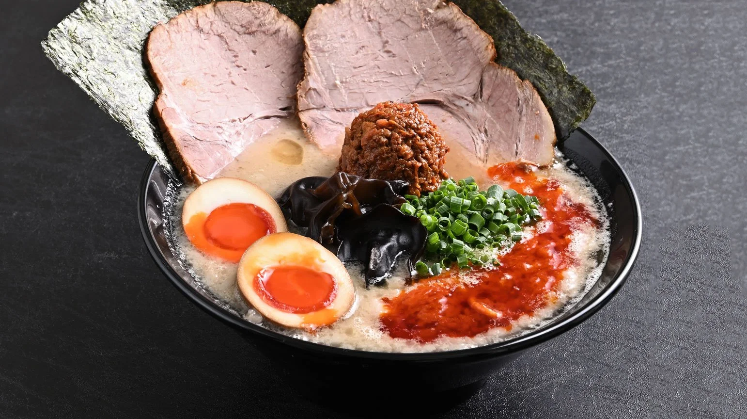 SPICY PORK TONKOUTSU RAMEN (WITH ALL TOPPINGS)