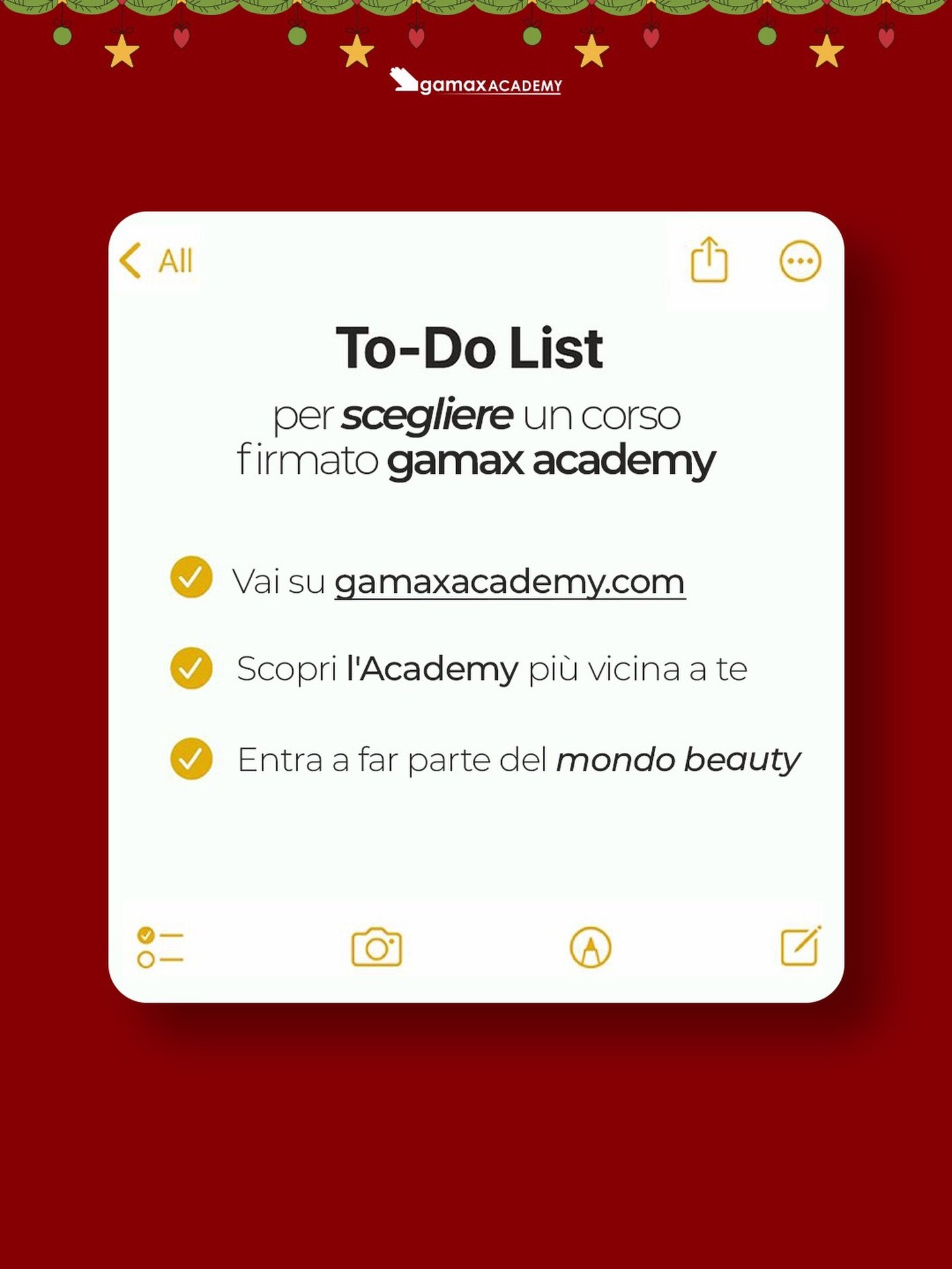 Come scegliere il corso di formazione pi&ugrave; adatto a te?

&Egrave; facilissimo, segui queste semplici istruzioni e scegli tra oltre 20 corsi dedicati al mondo beauty! 🎀✨

Noi ti aspettiamo in classe! 💅🏻

#GamaxAcademy #formazione #Gamax