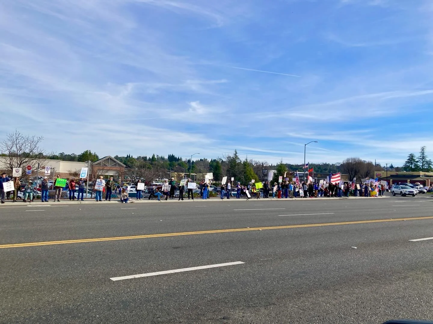 Melt ICE Demonstrators in Auburn stretching down both sides of 49! #meltice #ice #noice