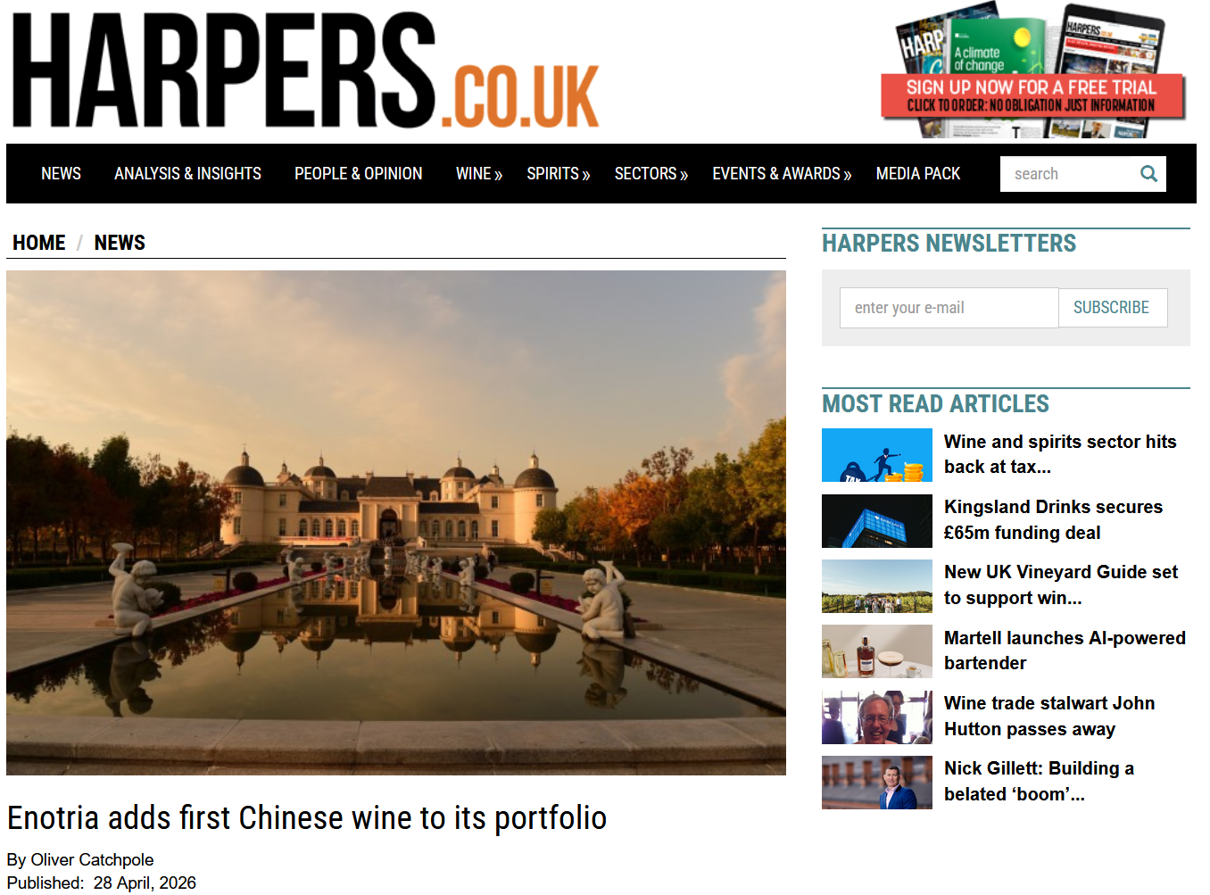HARPERS | Enotria adds first Chinese wine to its portfolio