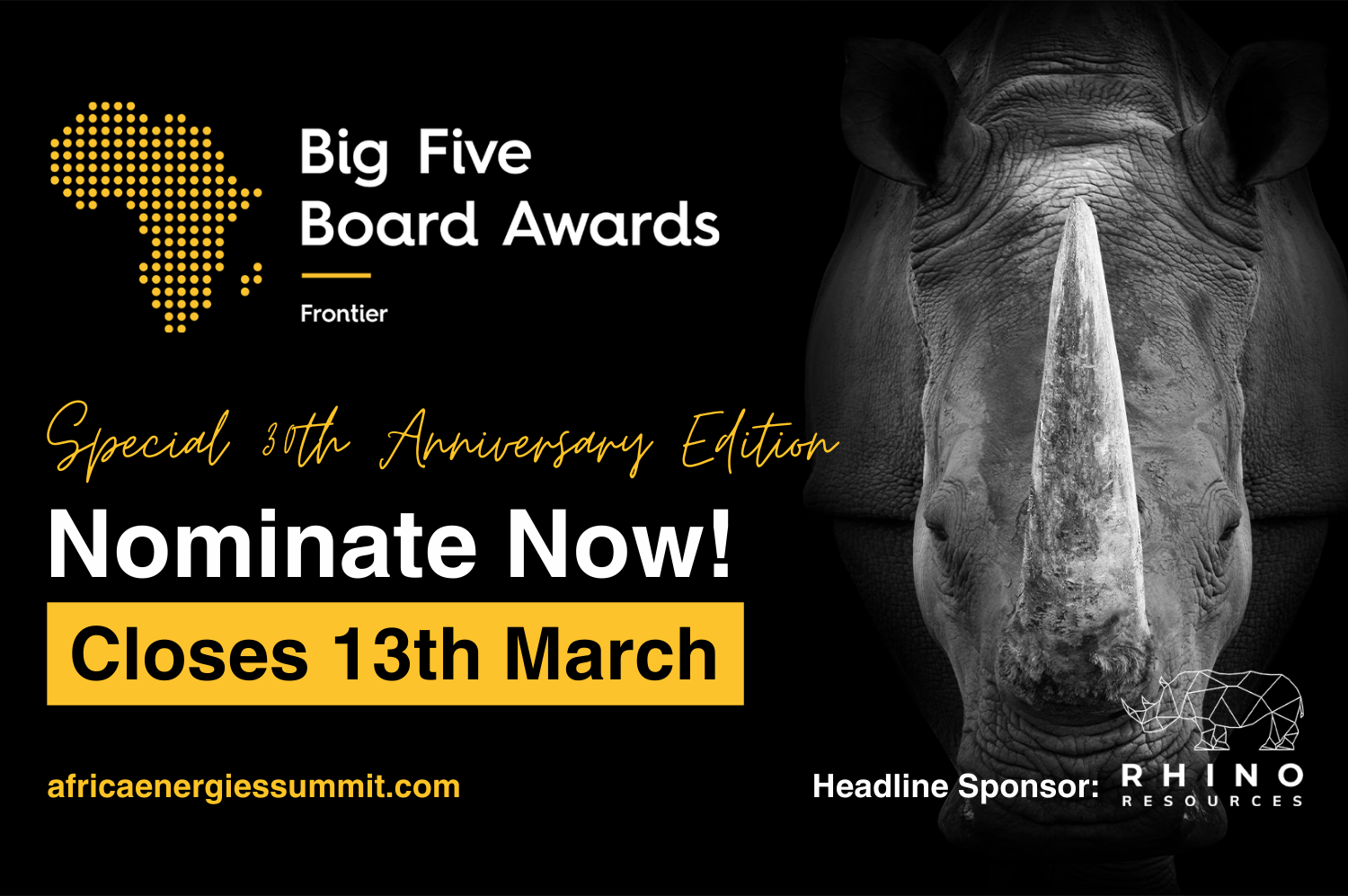 Last Chance to Nominate for the 30th Big Five Board Awards, Sponsored by Rhino Resources