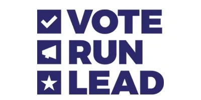 Vote Run Lead logo with navy text on a white background.
