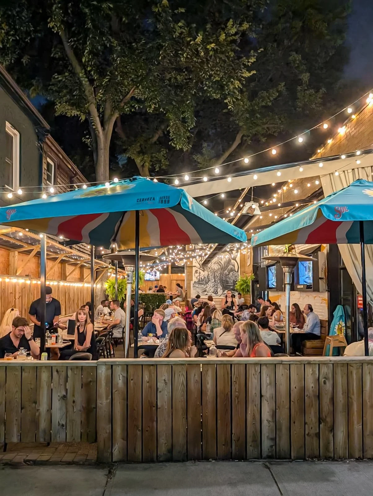 People enjoying a Beach patio
