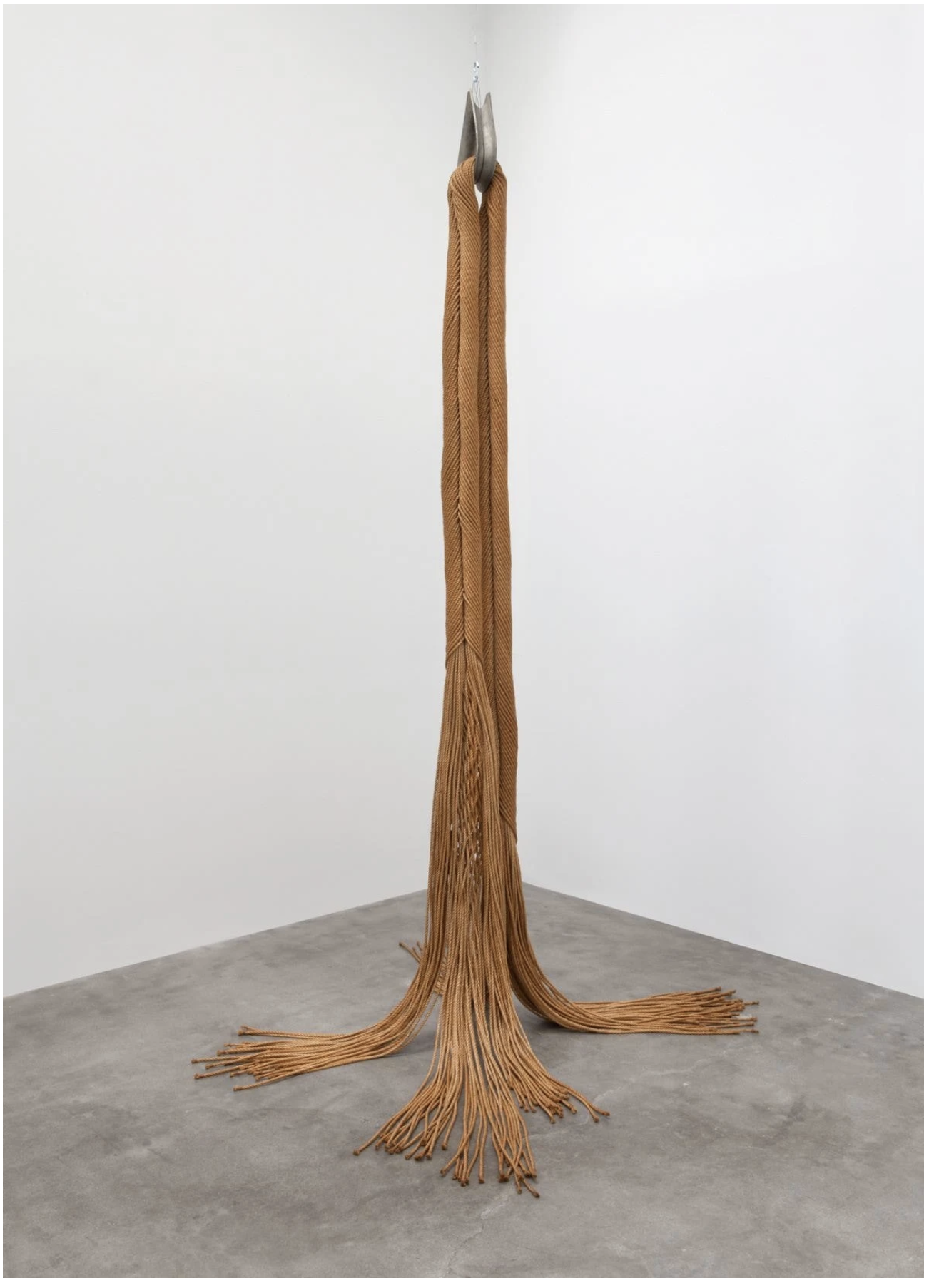 Françoise Grossen 
 Feather Serpent , 1970 
natural sisal, hardware 
108 1/4 x 59 x 36 1/4 in | 274.9 x 149.8 x 92 cm