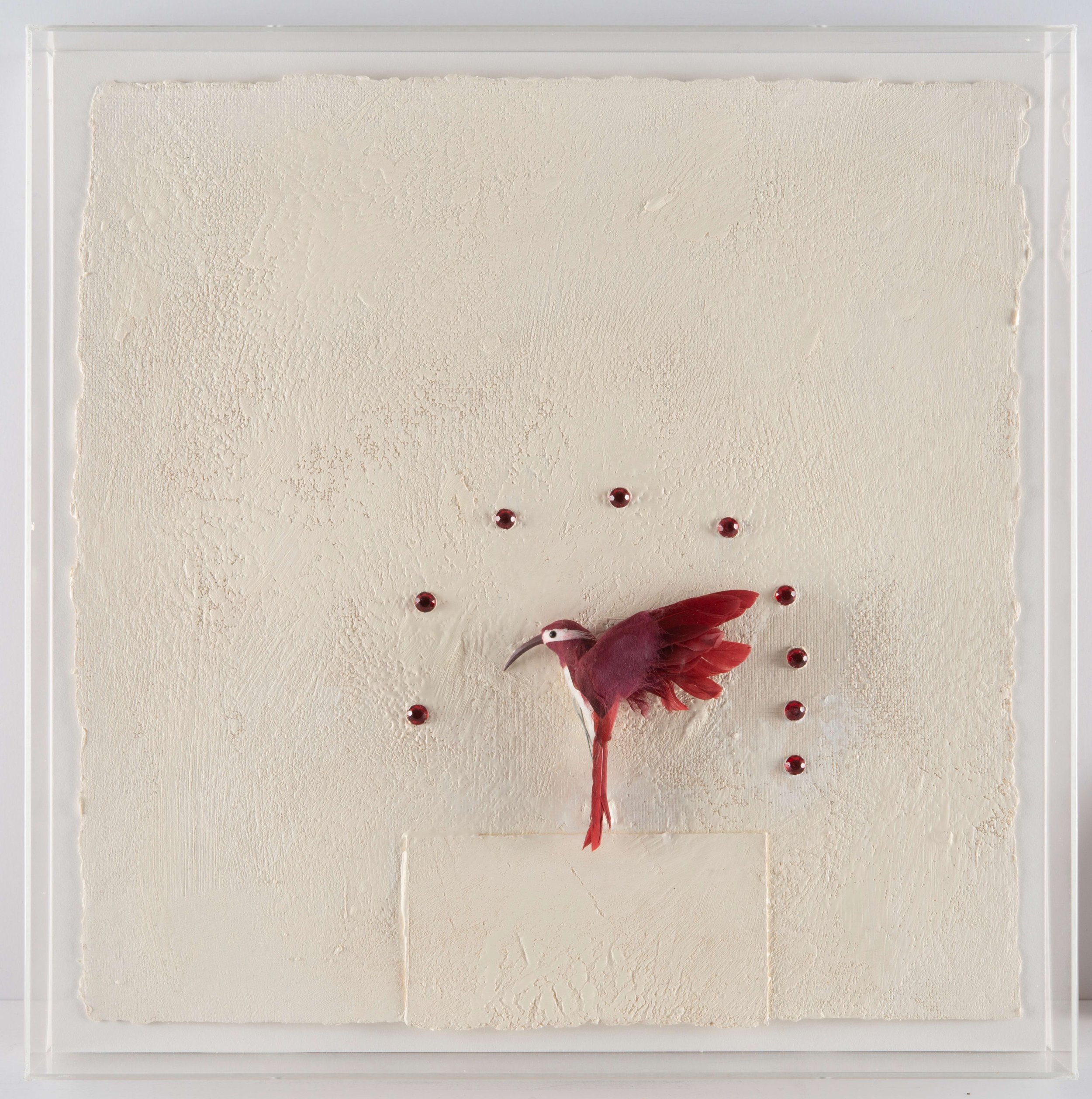  Good-bye [Goodbye] , 2000 
encaustic on handmade paper with figurine
 
17 1/4 x 17 1/4 in