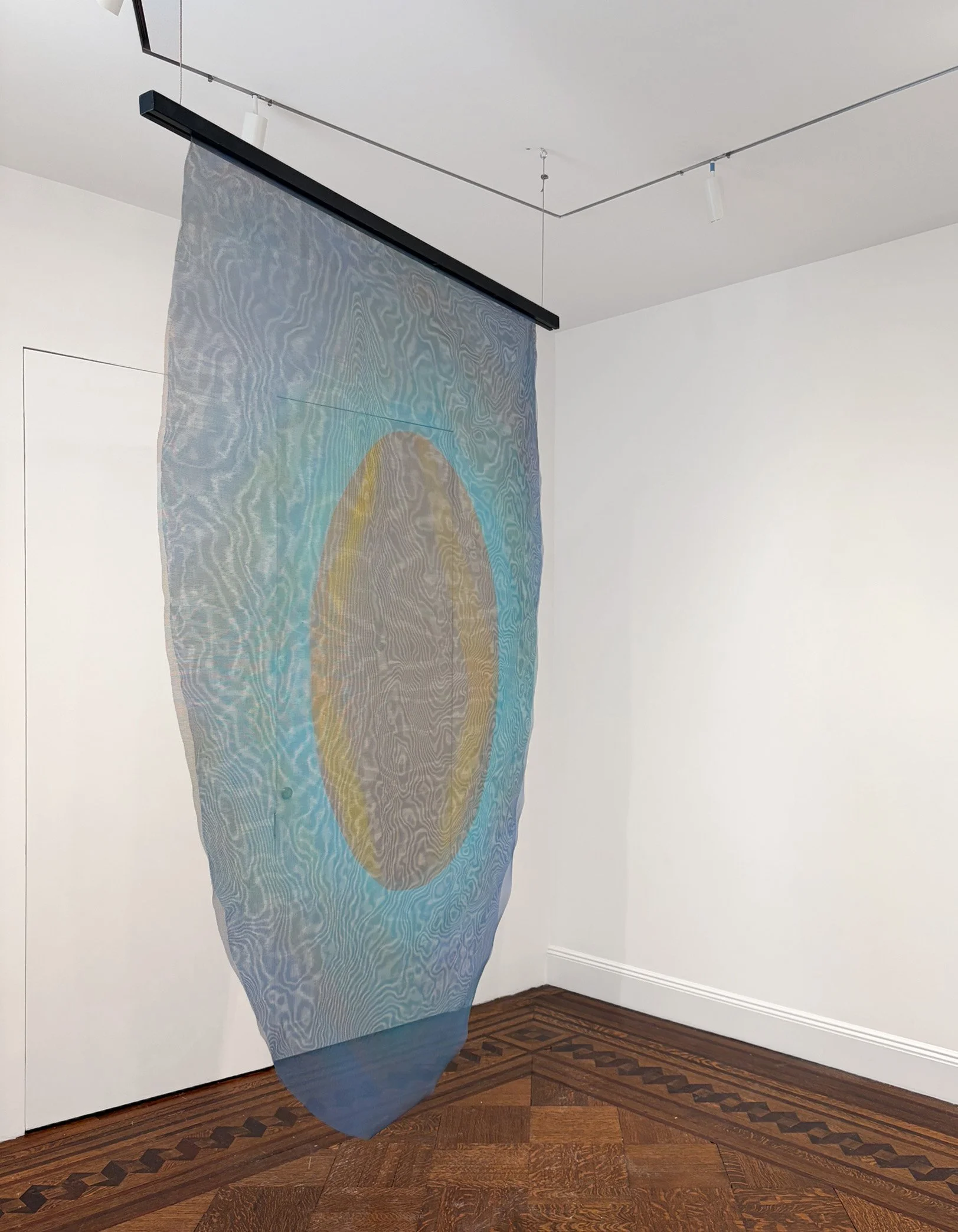 Lisa Sigal  Everyday Celestial (seeing through), , 2026
 acrylic paint on vinyl screen
 
85 x 60 in | 215.9 x 152.4 cm
