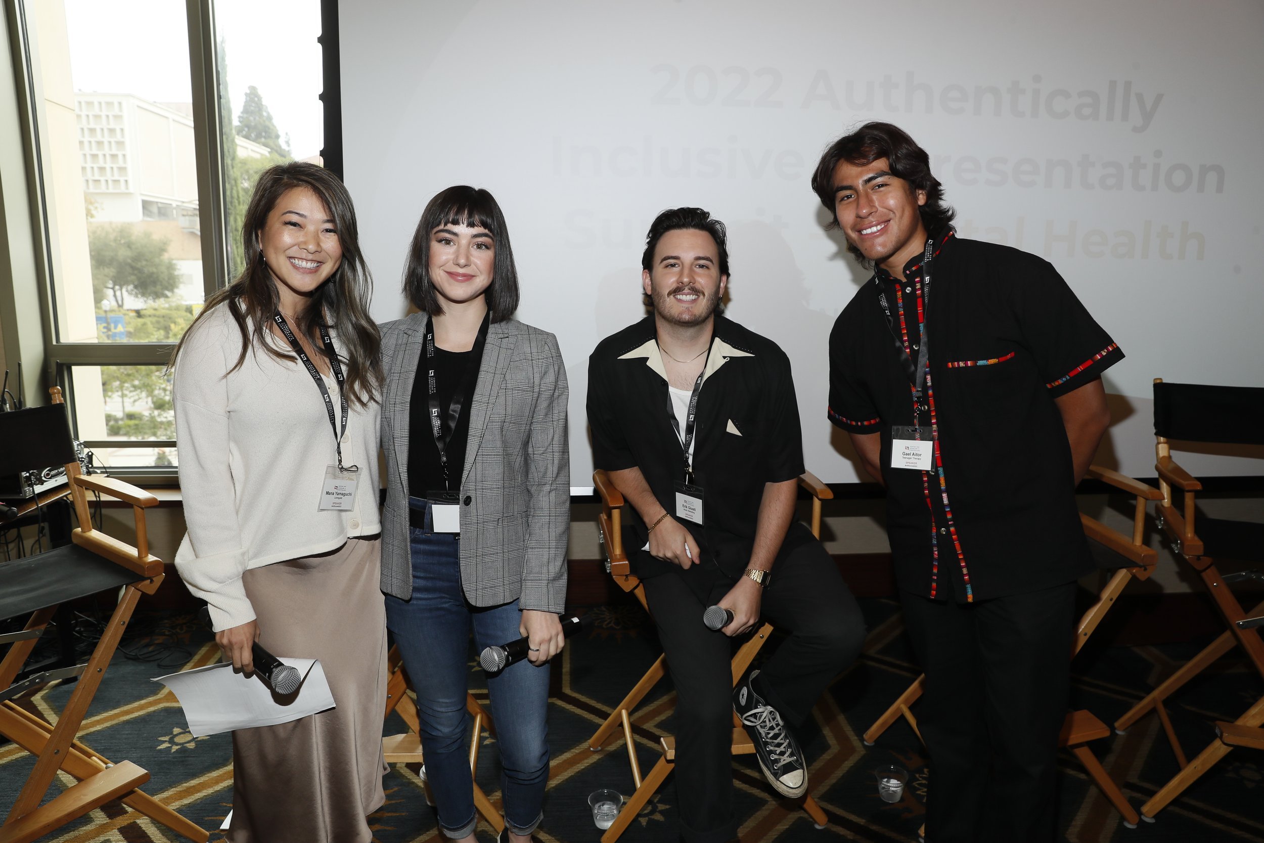  Digital Resources That Connect With Youth panelists - Mana Yamaguchi (Lionsgate), Sarah Gilman (Actress, Writer, Activist), Erik Giusti (Music Marketing Expert), and Gael Aitor (Teenager Therapy Podcast) 