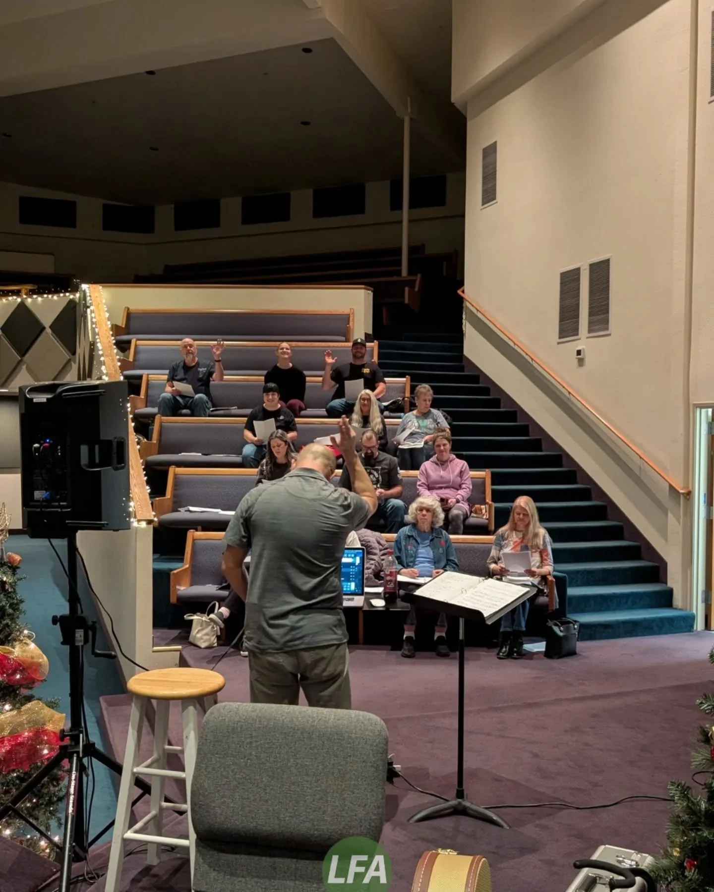 When the choir director is oblivious to you taking photos and the choir starts waving during Wednesday night practice.