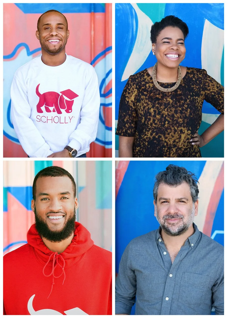 Creative and approachable team headshots on colorful backgrounds, Denver on-site photography