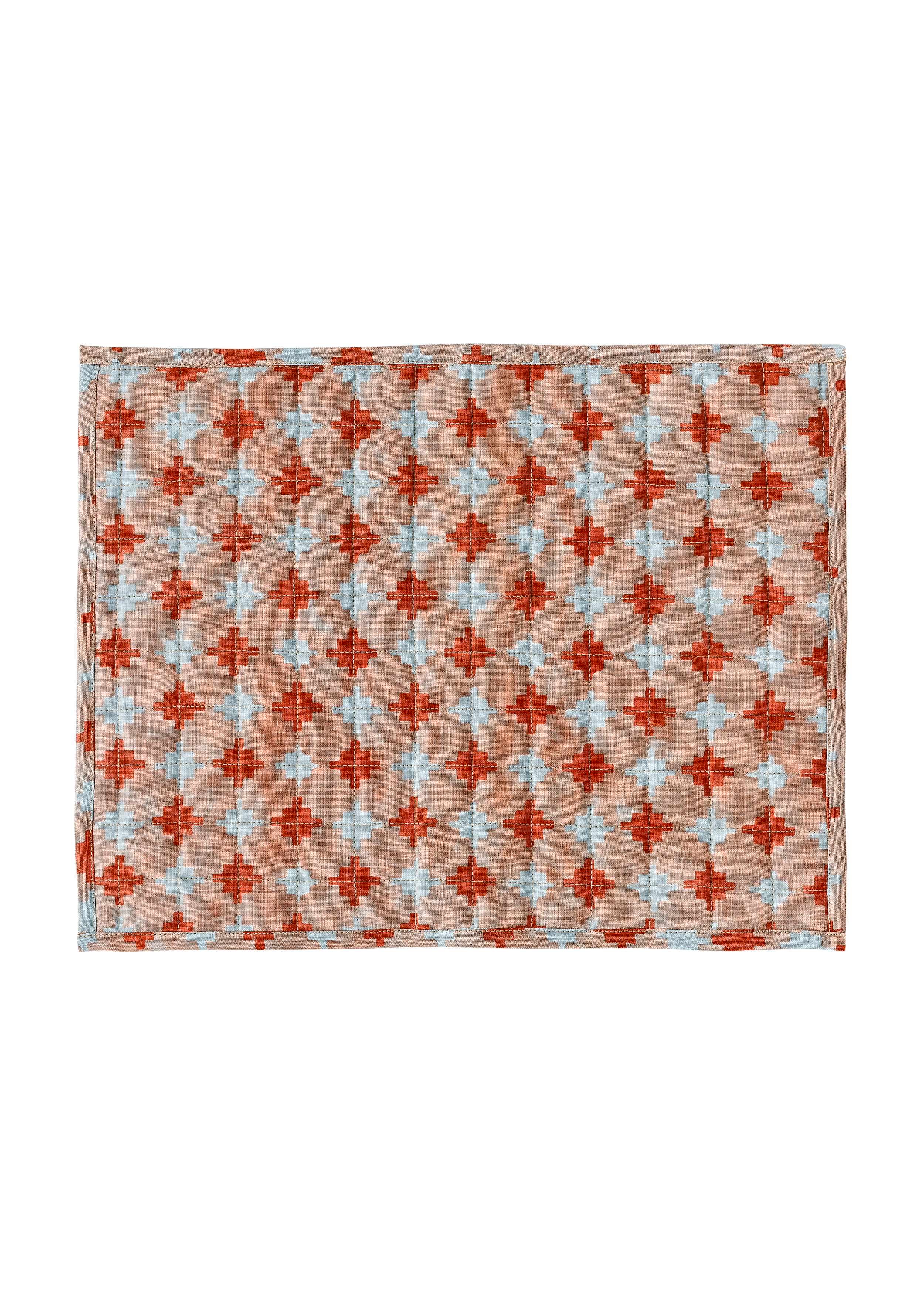 Stepwell Quilted Linen Placemats, Red