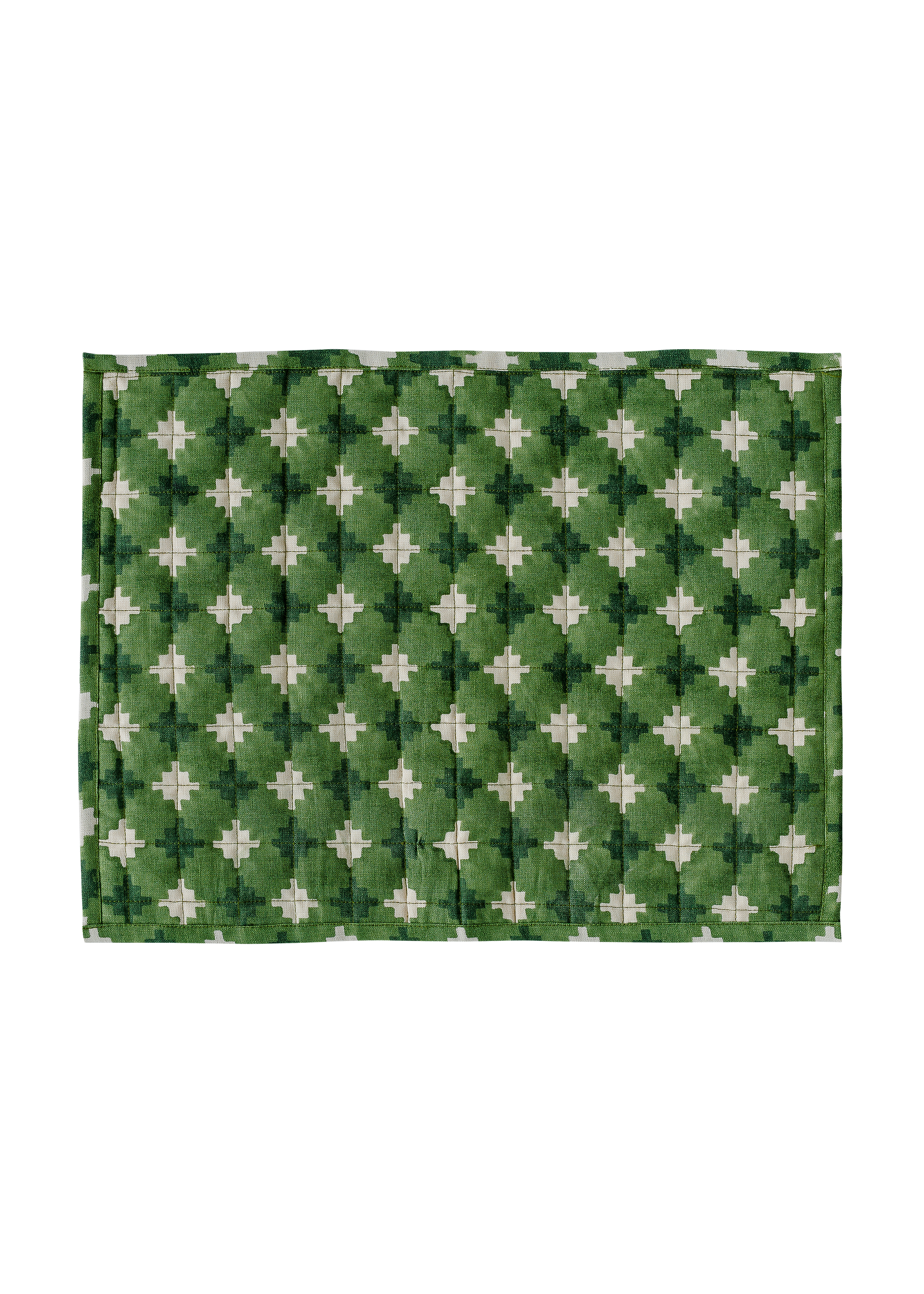 Stepwell Quilted Linen Placemats, Green