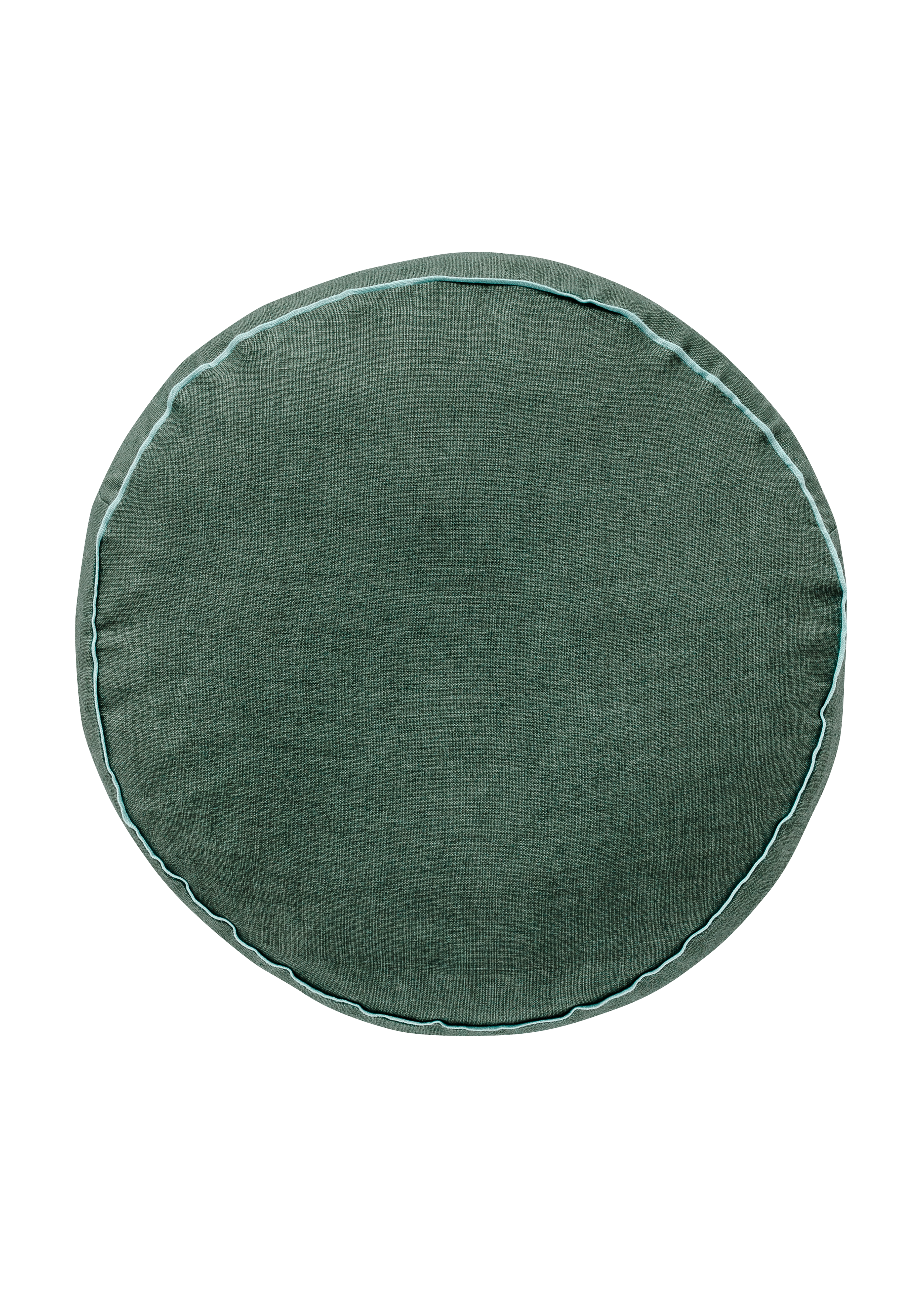 Mukesh Round Linen Cushion, Myrtle