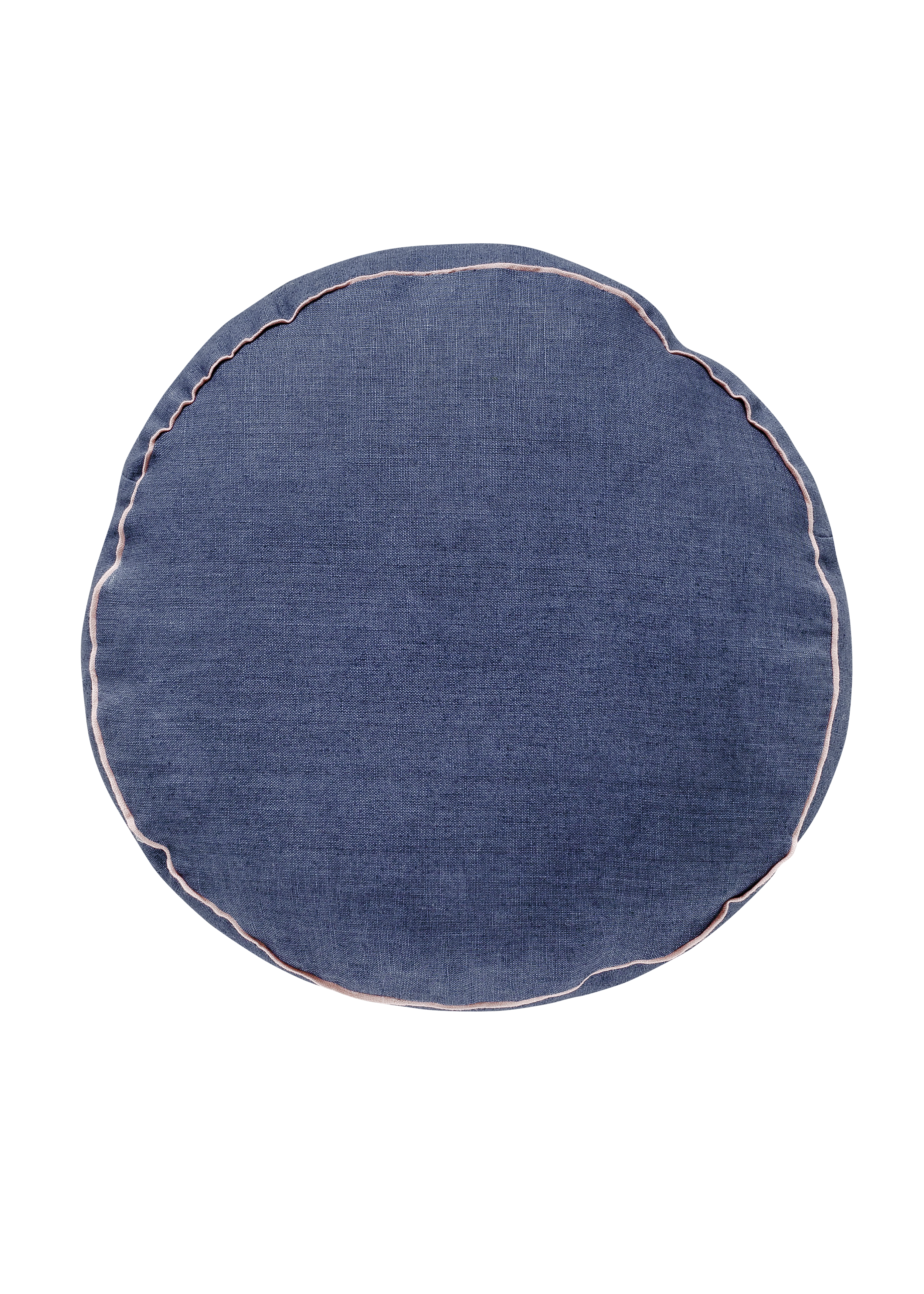 Mukesh Round Linen Cushion, Indigo