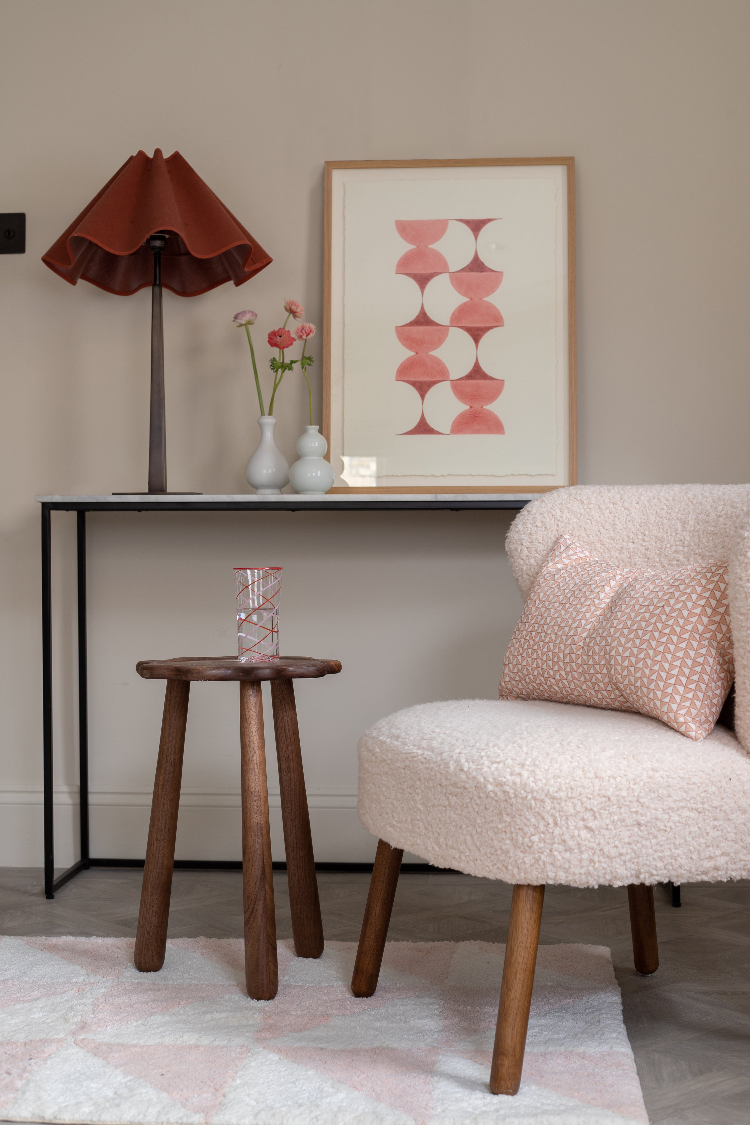 Our original woodblock print styled in a Georgian flat in Bath.