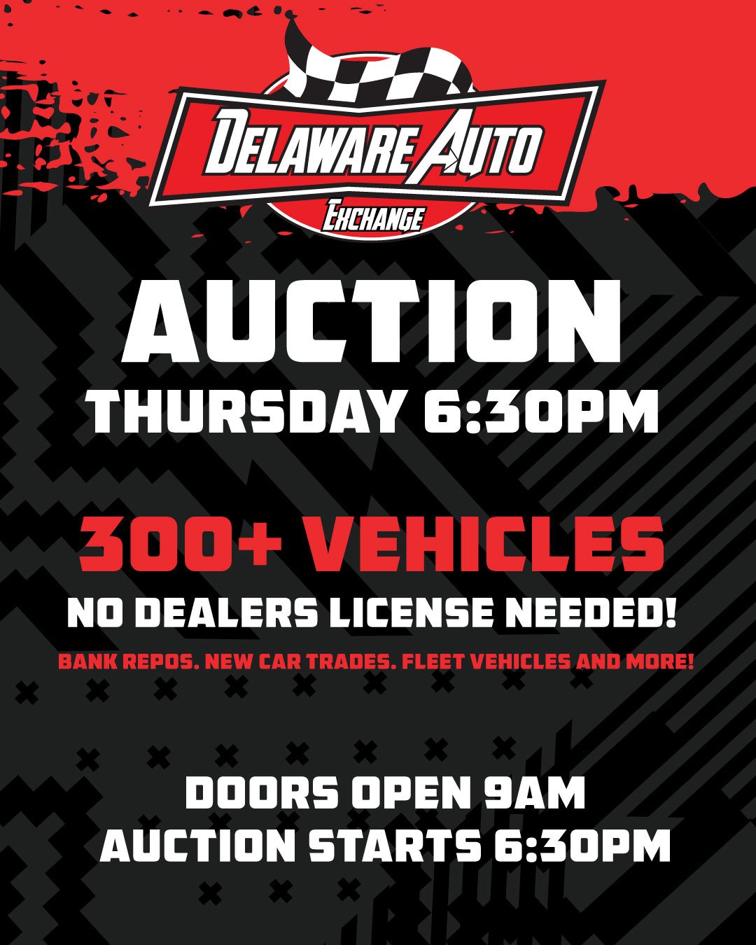 🚨 THIS THURSDAY. DON&rsquo;T MISS IT. 🚨

🔥 BIG AUCTION! OVER 100 NEW CAR TRADES. 300+ VEHICLES TOTAL🔥
📅 Thursday, February 19th AT 6:30PM!!

This is one of our largest auctions of the month and it&rsquo;s stacked.

🚗 Huge inventory
👥 OPEN TO T