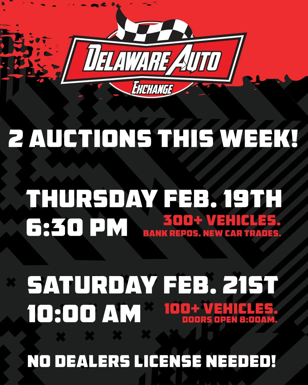🚨 TWO BIG AUCTIONS. ONE MASSIVE WEEK. 🚨

If you&rsquo;re looking for a vehicle this week, this is your moment 👇

🔥 THURSDAY &ndash; FEBRUARY 19TH
💥 OUR HUGE BANK REPO AUCTION 💥

This is the BIG one.
Banks. Repos. New Car Trades. TONS more!

✔️ 