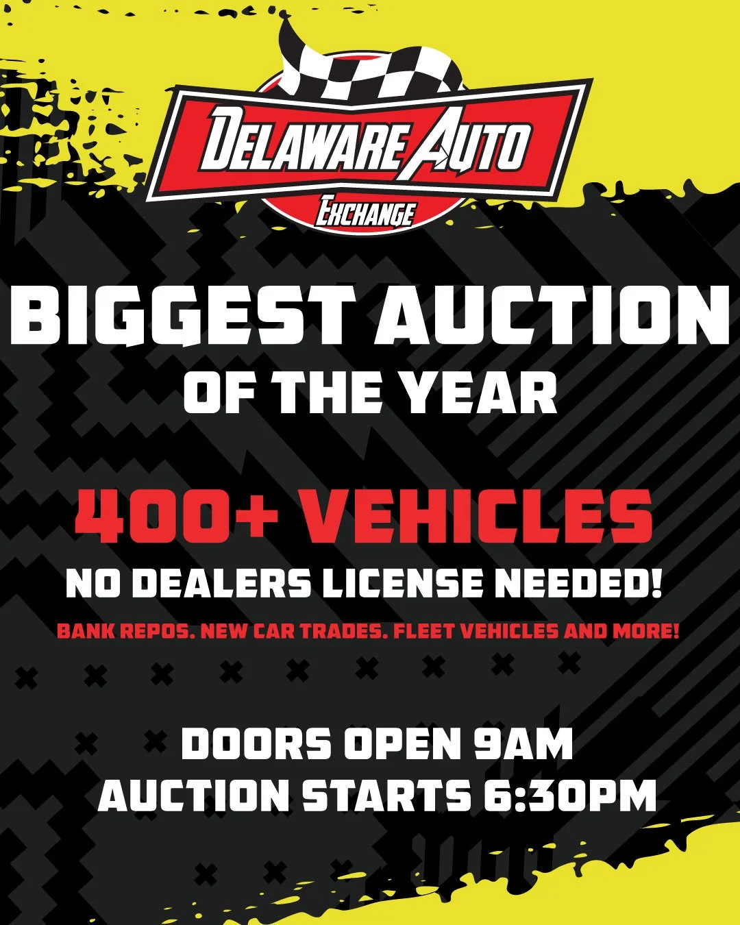 🚨 THE BIGGEST AUCTION OF THE YEAR 🚨
📍 Delaware Auto Exchange
📅 Thursday, February 19th 6:30pm
🔥 400+ VEHICLES 🔥

This isn&rsquo;t a &ldquo;decent&rdquo; auction.
This isn&rsquo;t a &ldquo;maybe I&rsquo;ll stop by&rdquo; auction.
This is the one
