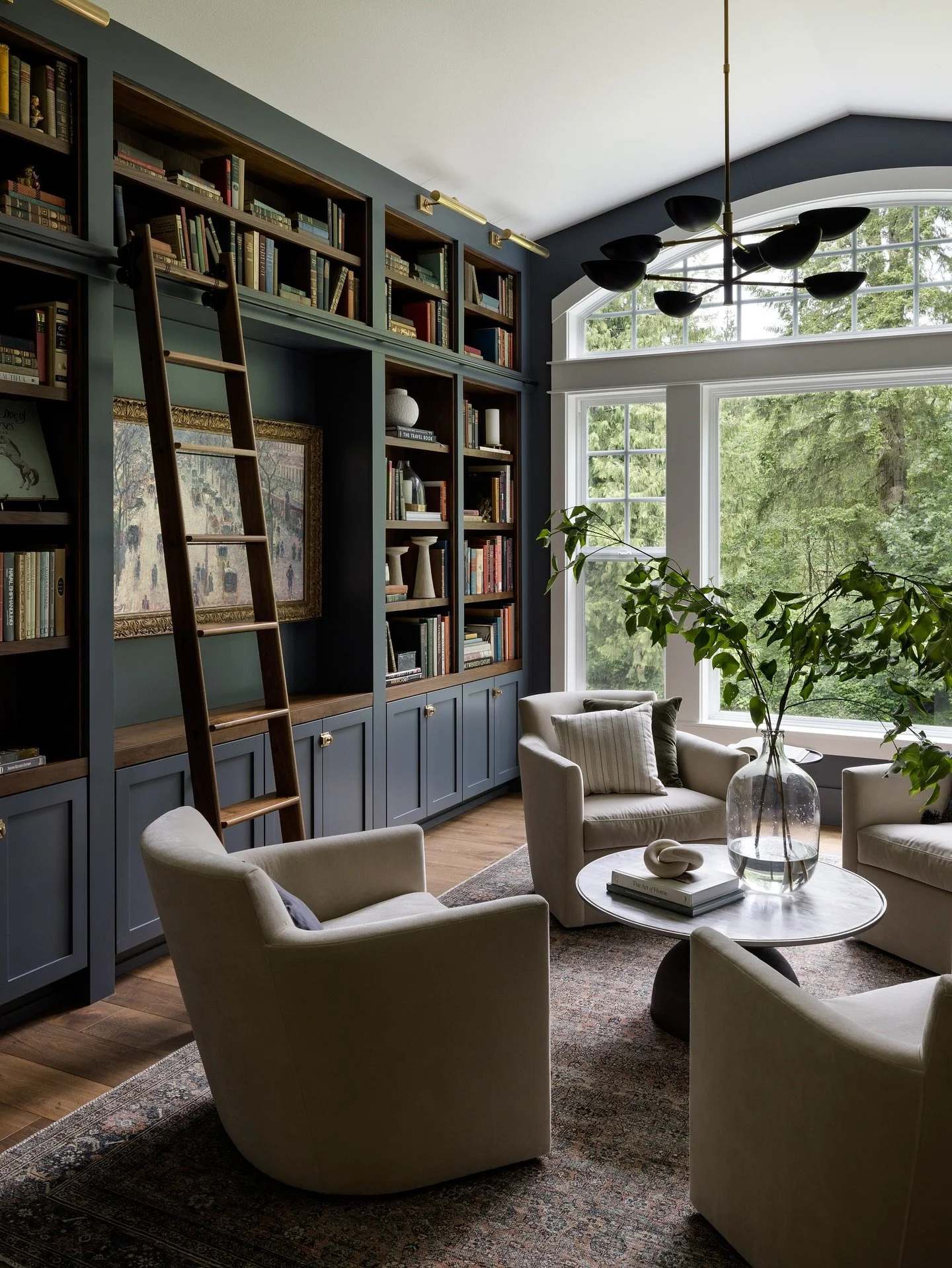 Once dated and sparse, now a tailored sanctuary full of textured, color, and detail.  Finishing a blank room rarely used feels like adding livable square footage without the construction. Swipe for before 
Design: @92maple 
Builder: @keen_eye_build 
