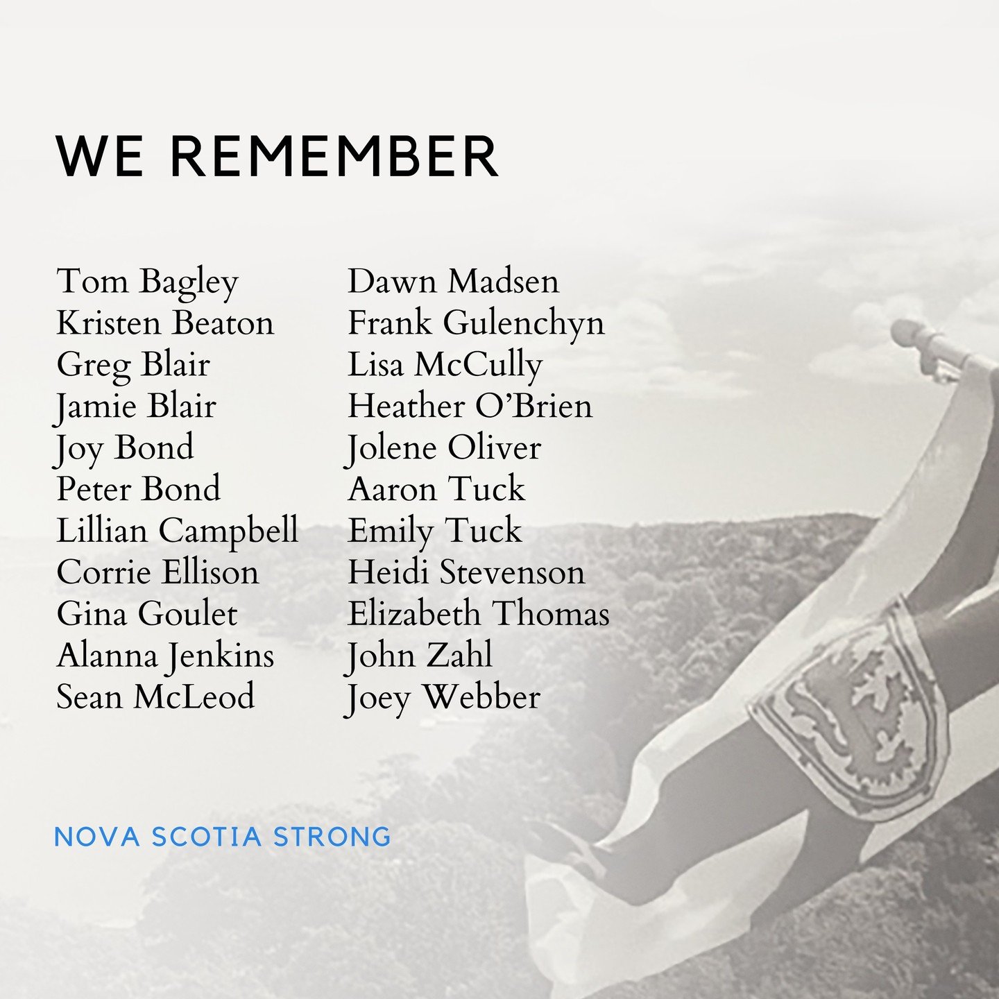 Today, we pause to honour the 22 Nova Scotians who were killed in Canada's deadliest mass shooting four years ago. 

Our province continues to hold their families and loved ones in our hearts. Now and forever. 

#NovaScotiaStrong