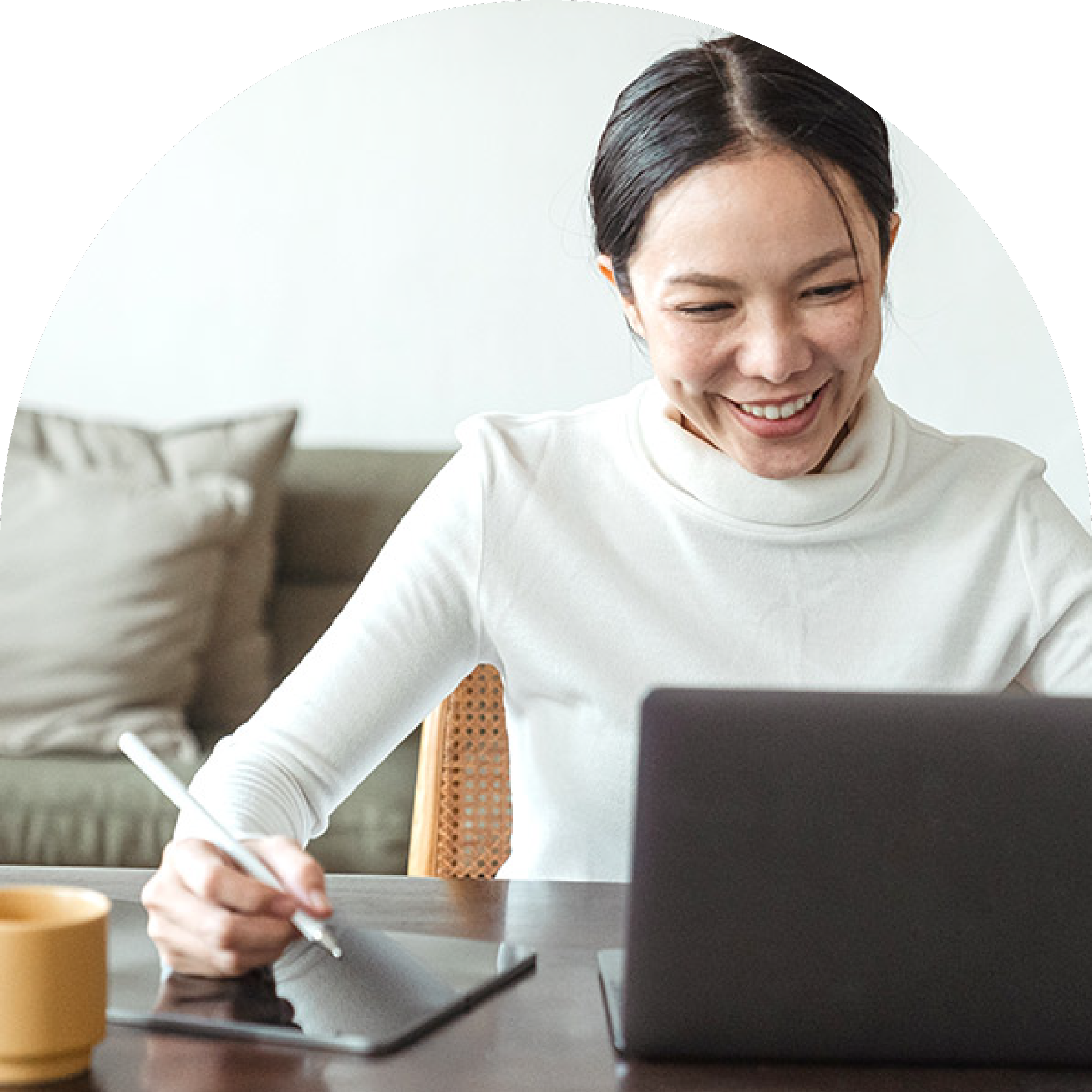 Female clinical provider interacting online laptop consultation