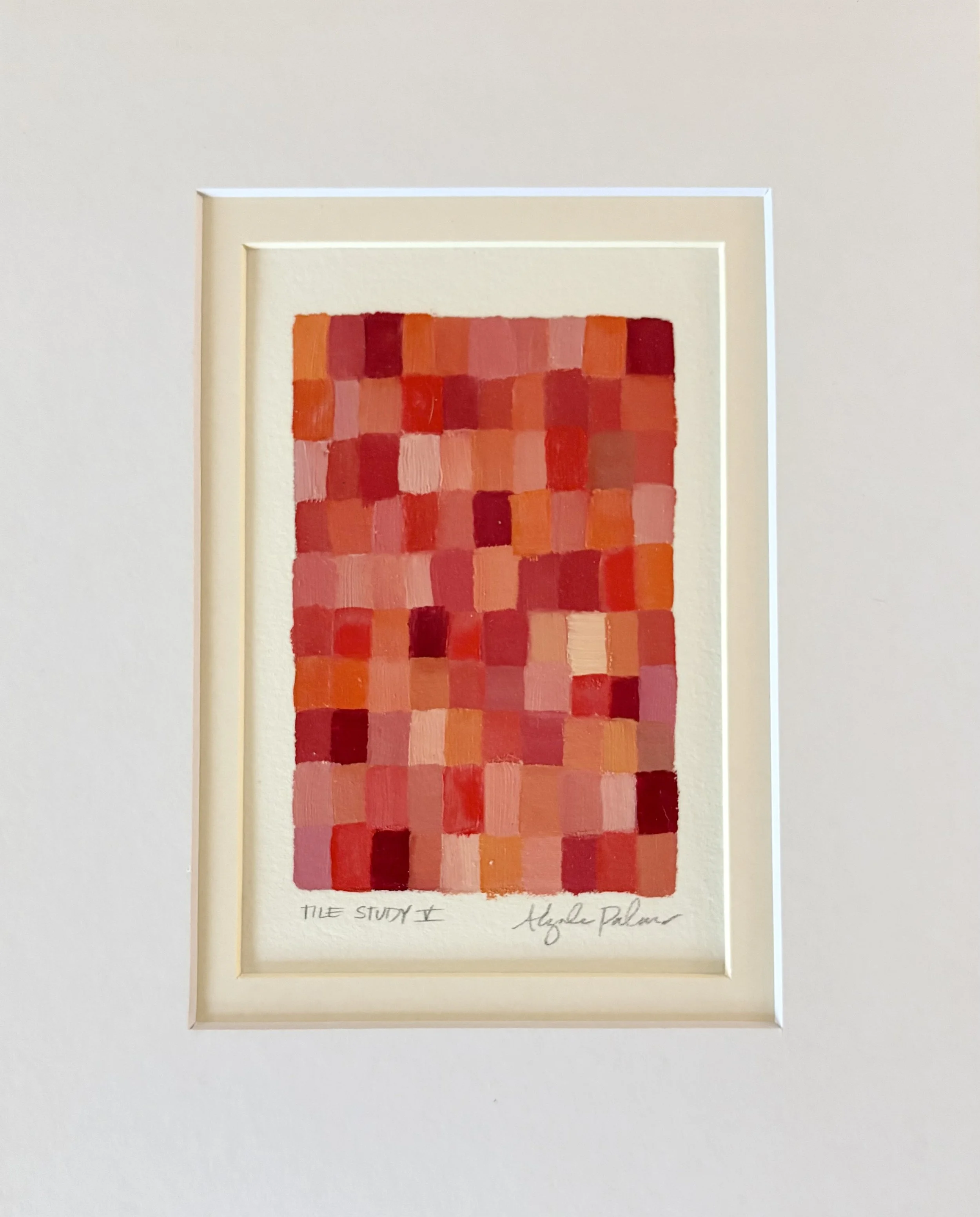 "Tile Study V" 5x7 Oil on Paper, matted