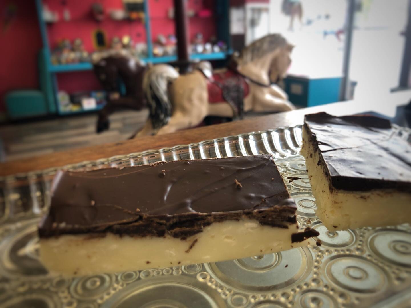 Coconut Dream Fudge! Creamy coconut fudge with a layer of dark chocolate #fudge #downtowntorrington #connecticutmade #fudgeygoodness