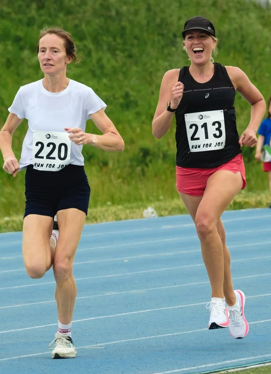 two runners who are women and work with a pelvic health physio in hamilton, ontario
