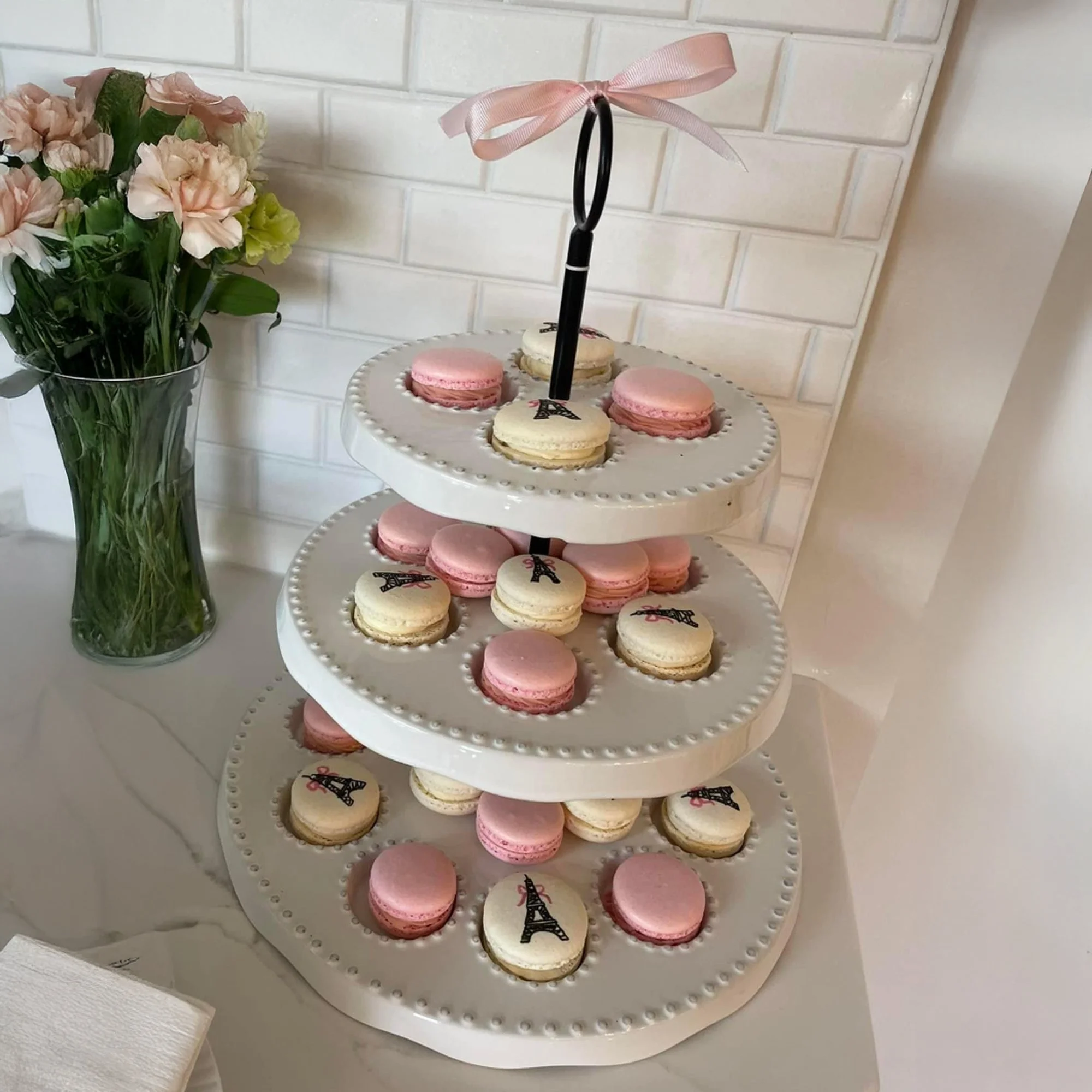 Eiffel Tower macarons for a French themed shower
