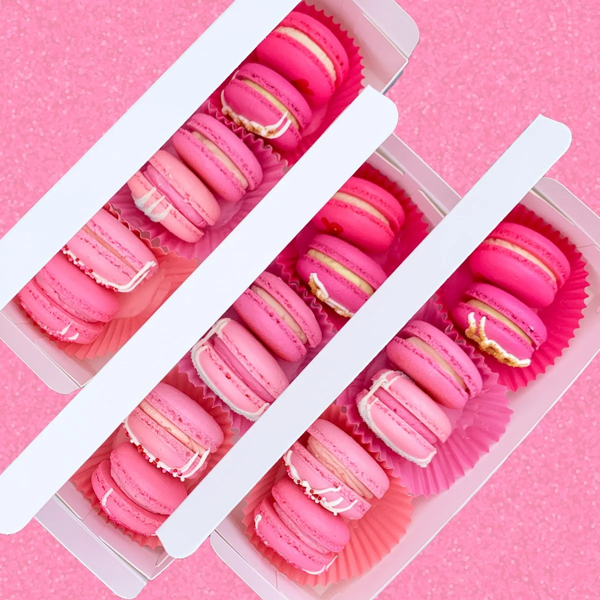 All pink macarons for a "Barbie" theme