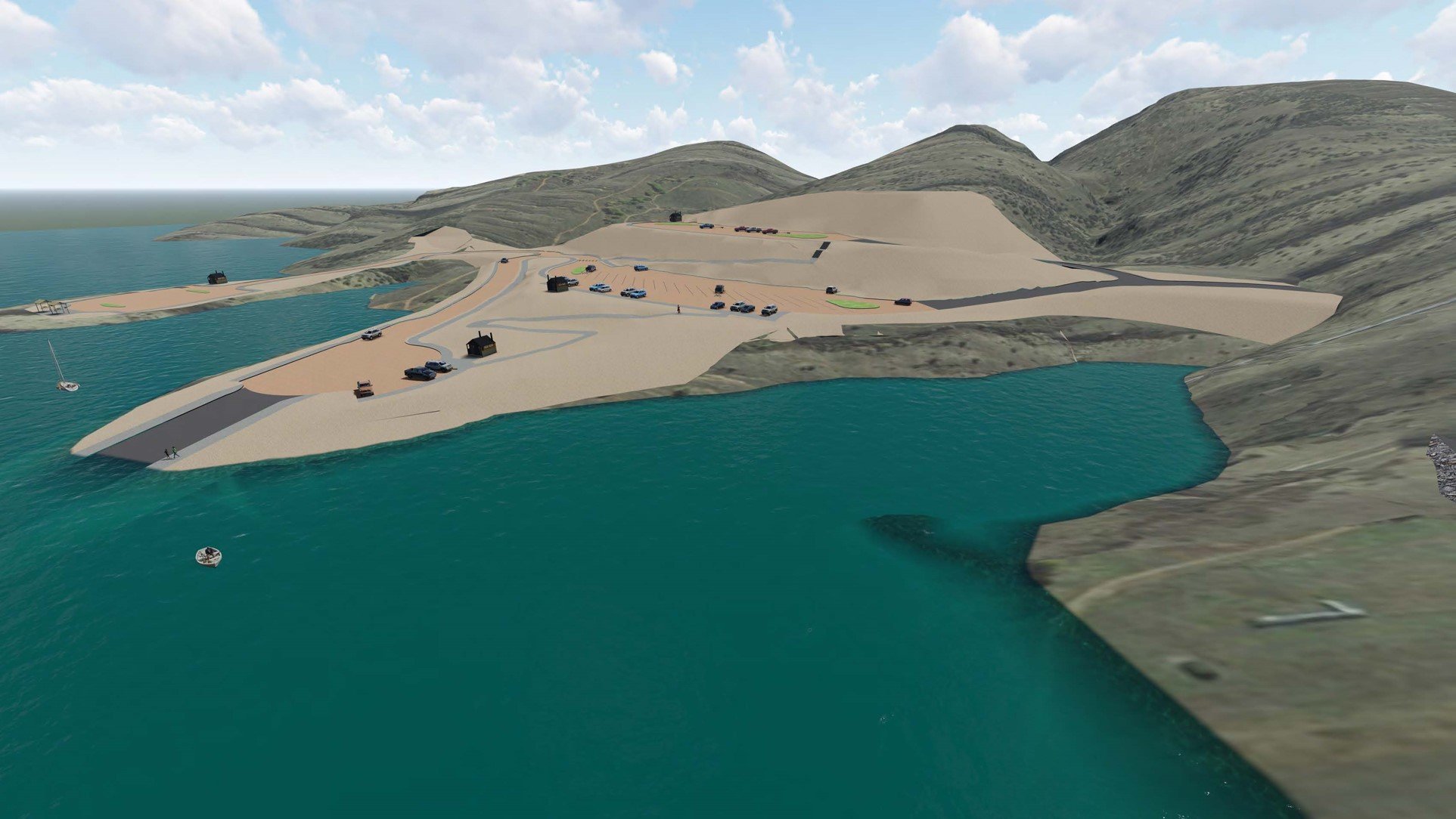 Conceptual rendering of parking and access to open space and reservoir