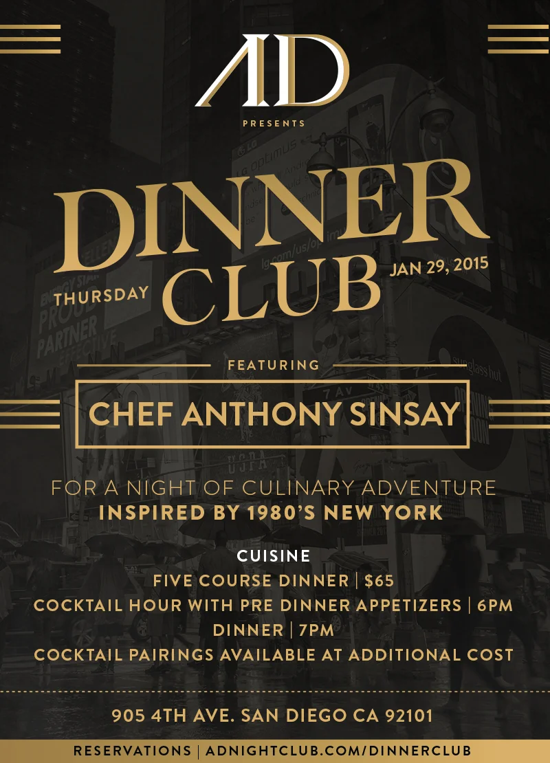 Dinner Club - January  29th @ 6pm