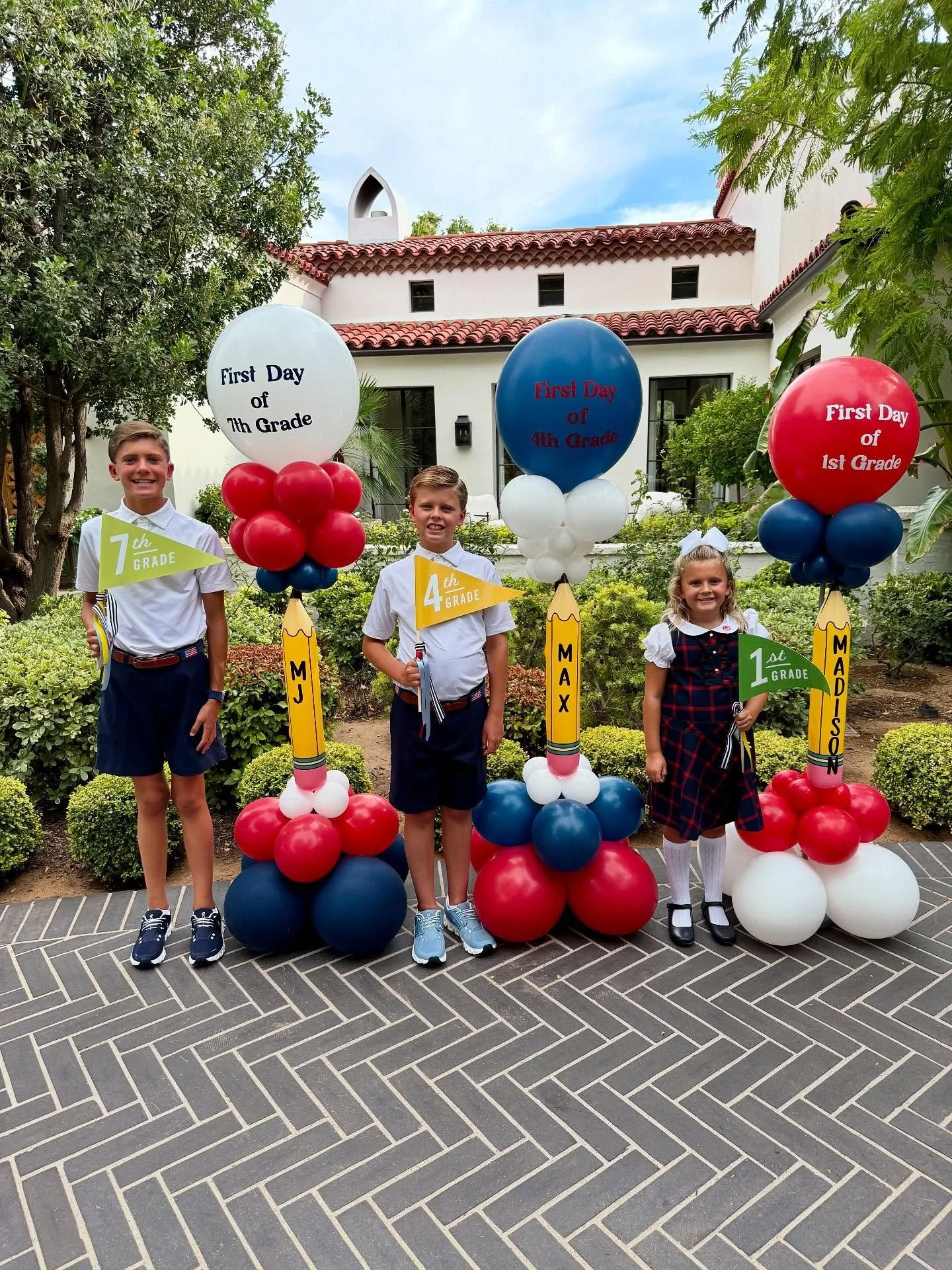 First Day of School for these three! First, Fourth and Seventh! We had the best summer, but we are so excited to see what these kiddos will accomplish this school year! 📚🍎✏️