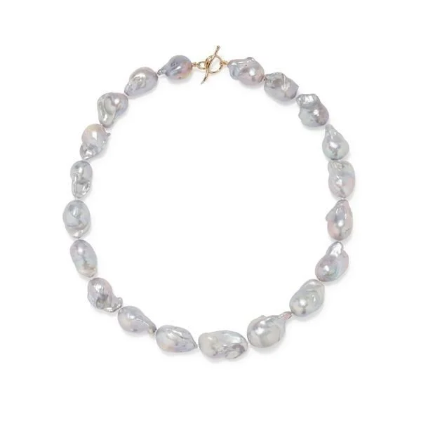 LIZZIE FORTUNATO | Silvery Gray Baroque Pearl &amp; 14k Gold Necklace