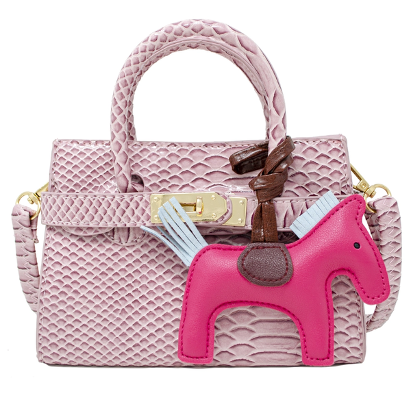 ZOMI GEMS | Patent Crocodile Pony Handbag - Light Pink