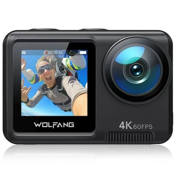 WOLFANG Action Camera 4K 60FPS 24MP WiFi Waterproof Underwater Camera 3.0 EIS Stabilization 8X Zoom Helmet Camera
