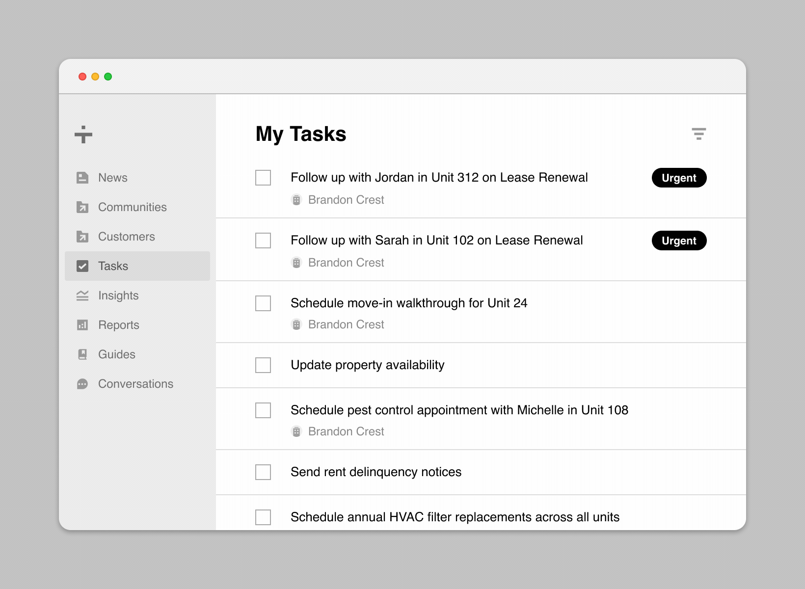 Onsite tasks