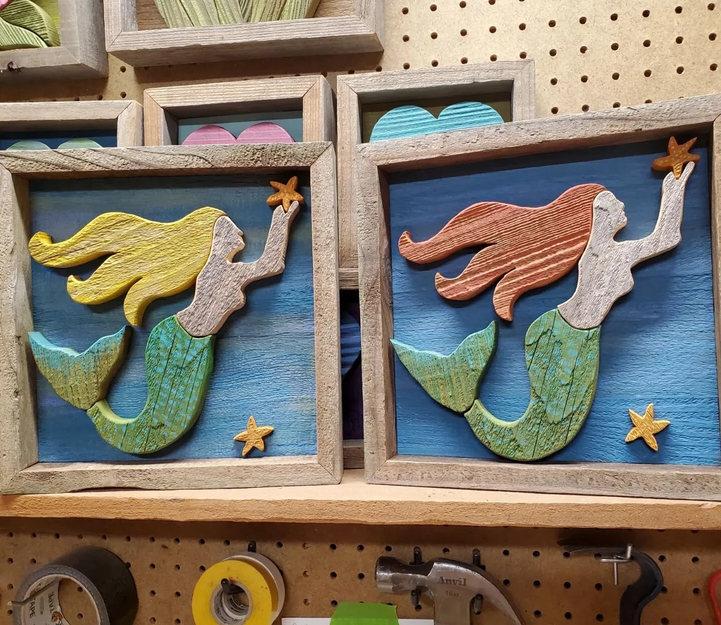 These two lovely ladies got shipped off to two friends across the country this week.  One of my wonderful clients asked me to make a mermaid design, one redhead for herself, and one blonde one as a surprise gift for her friend. She then sent me the s