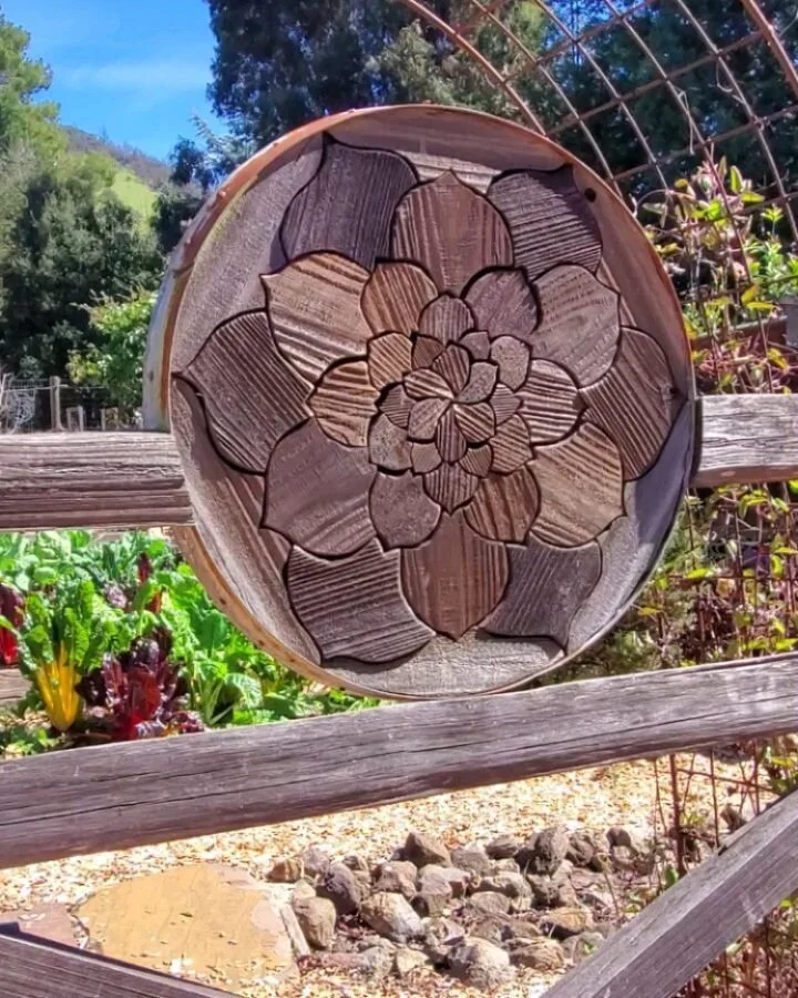 Finally the sun is out and Im able to get back in my shop again!  But all that rain and atmospheric rivers didnt matter a bit for my garden gate...this was the very first one I made, 7 years ago and it's aging beautifully.  This is what I love about 