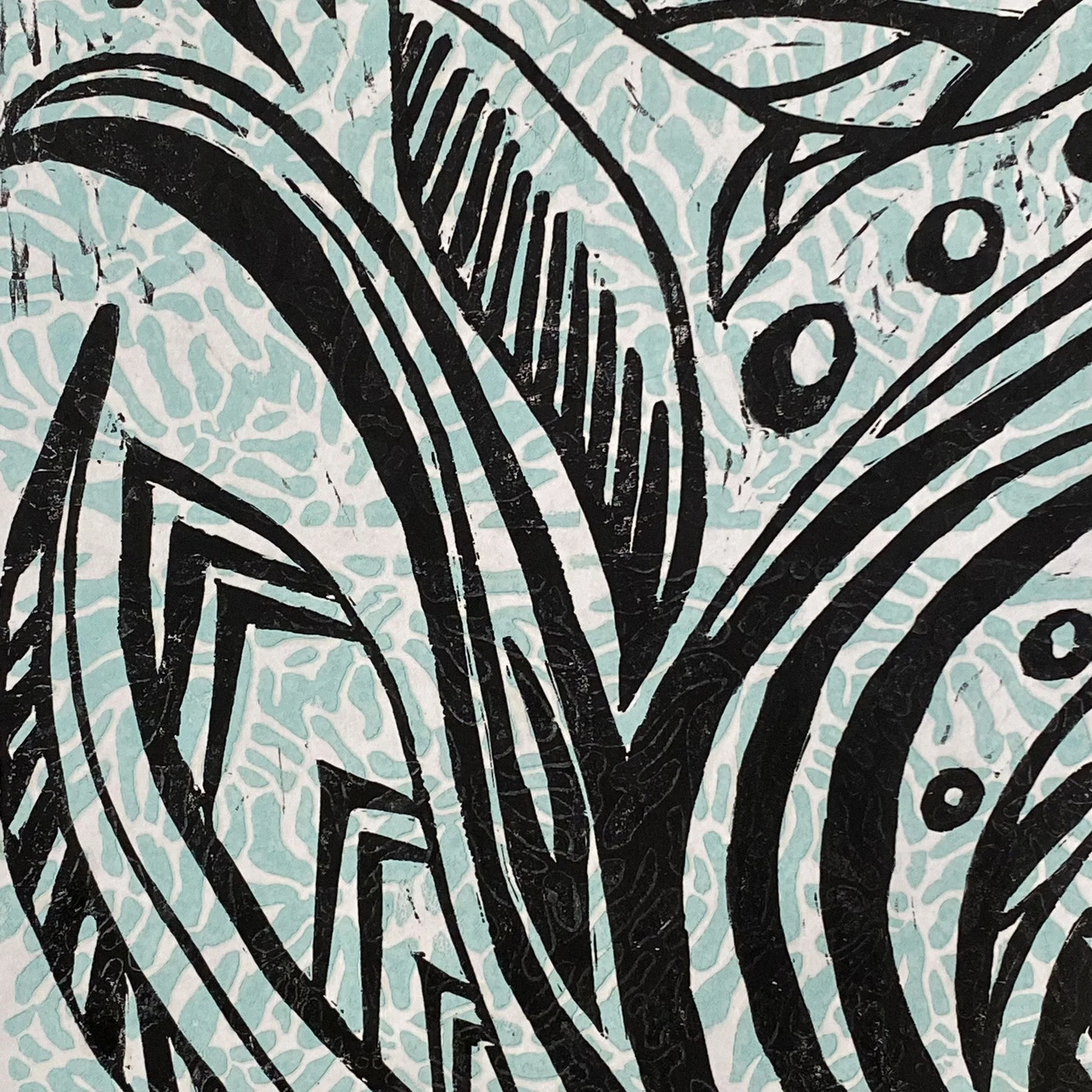 Demeter, block print on Masa paper, 12"x24"