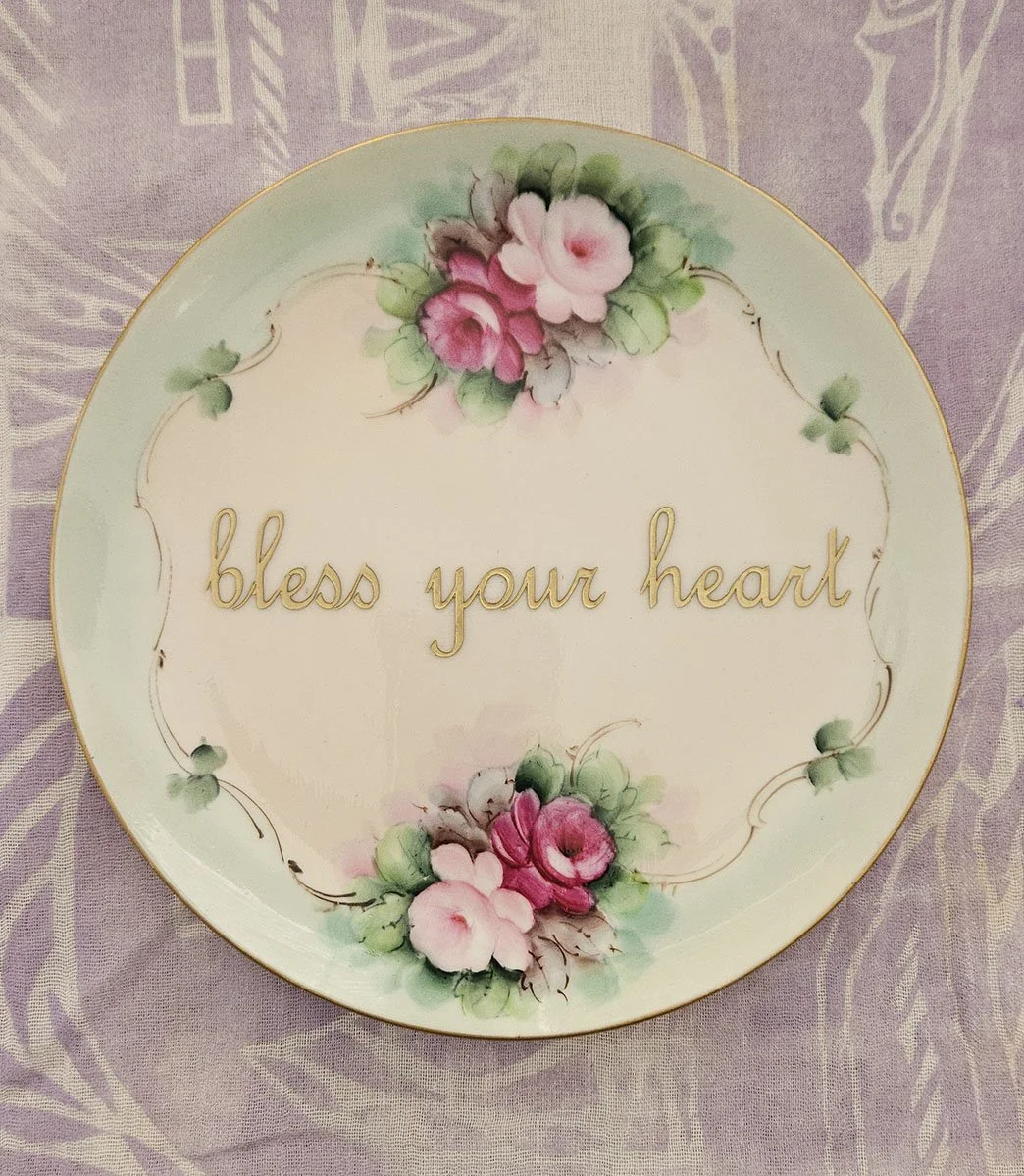 Bless Your Heart, hand painted vintage plate