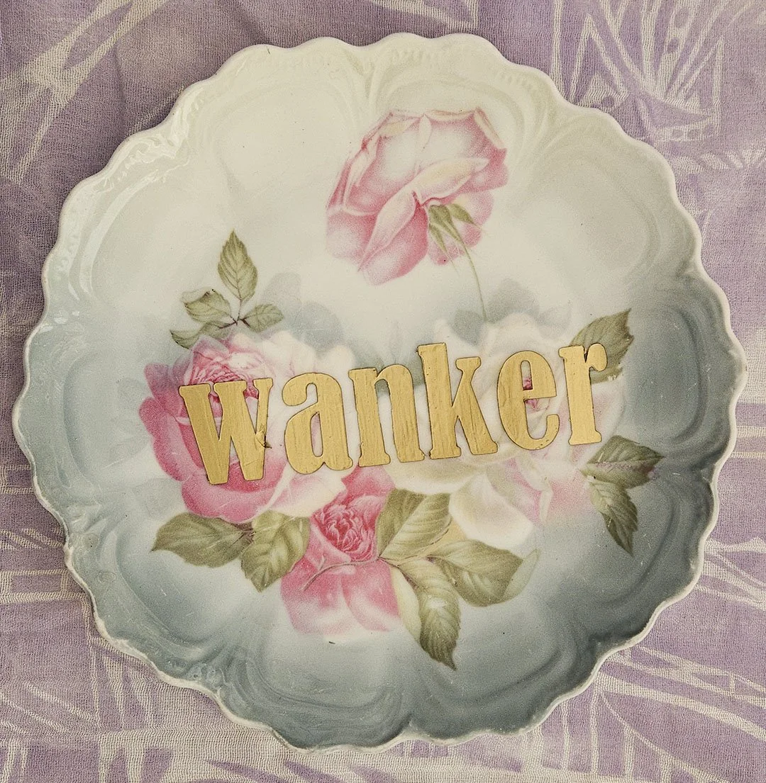 Wanker, hand painted vintage plate