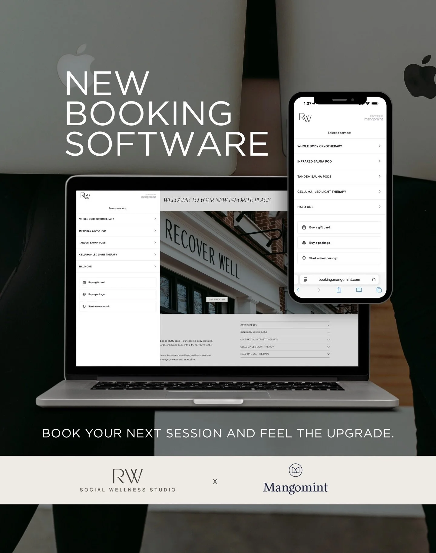𝘉𝘰𝘰𝘬𝘪𝘯𝘨 𝘴𝘰𝘧𝘵𝘸𝘢𝘳𝘦... 𝘣𝘶𝘵 𝘮𝘢𝘬𝘦 𝘪𝘵 𝘴𝘦𝘹𝘺.

Recover Well is now powered by Mangomint &mdash; our new booking system that&rsquo;s sleek, smart, and ridiculously easy to use.

No logins. No clunky app. No extra fees. Just smooth,