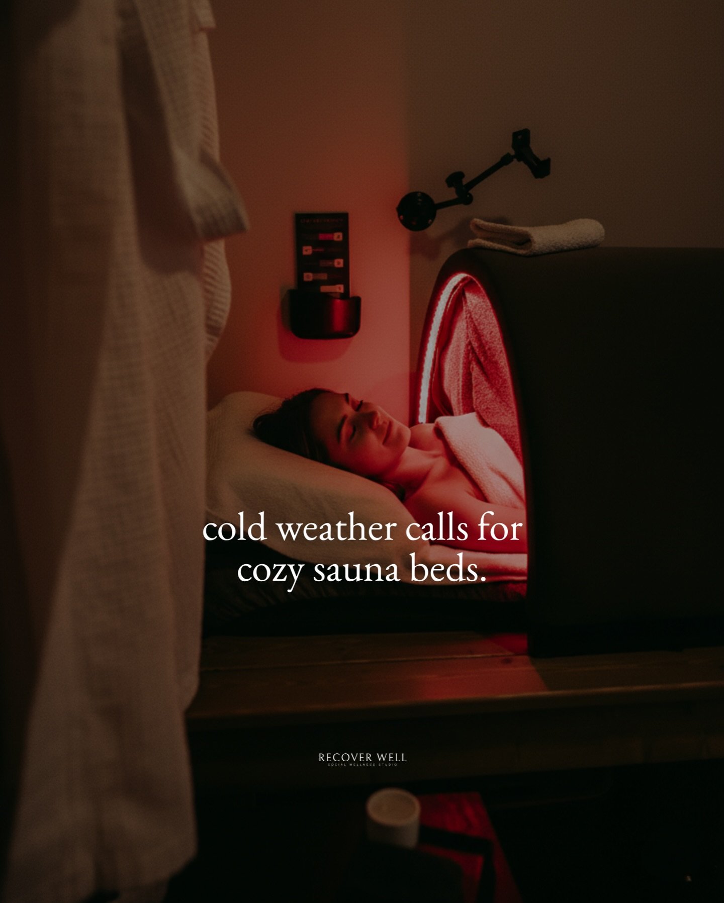 Cold weather calls for cozy saunas.

It&rsquo;s dropping to the teens this weekend. Come warm up, boost your immune system, and actually relax for 30 minutes.

Your body will thank you.

New here? Try our intro offer: $60 for 6 sessions (any services