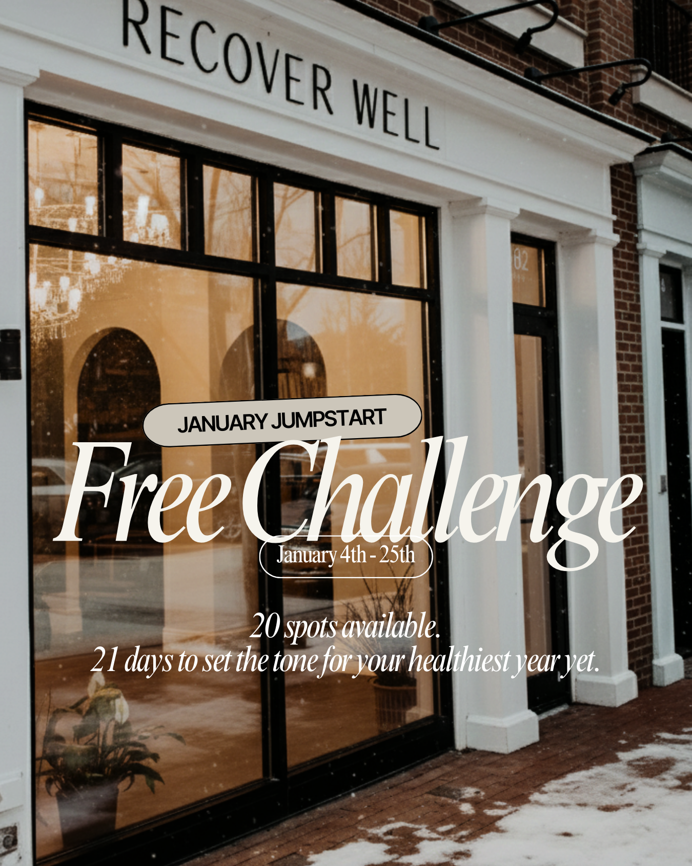 Recover Well storefront in winter