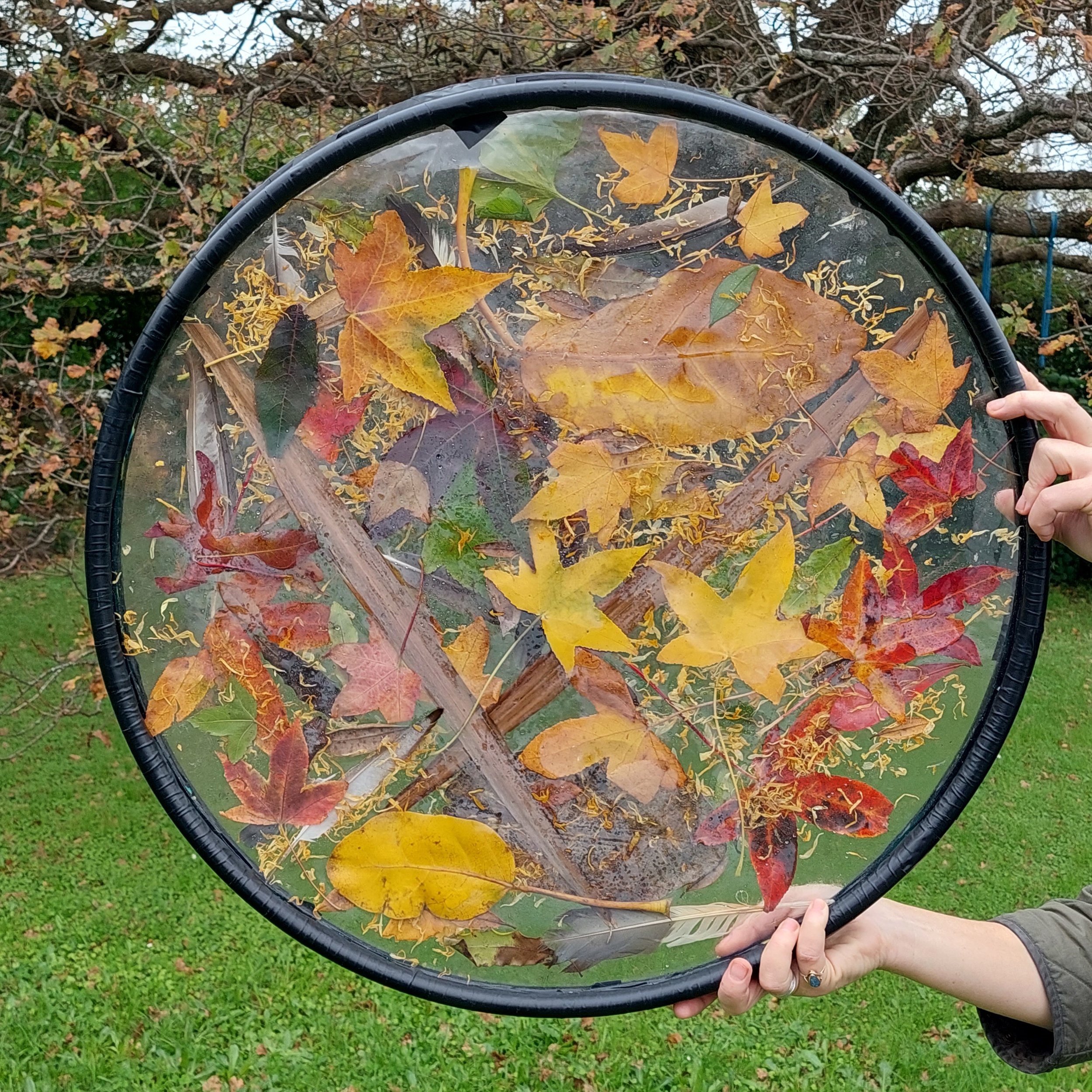Emma Hinton, creative nature workshops, creating collective artwork circle.